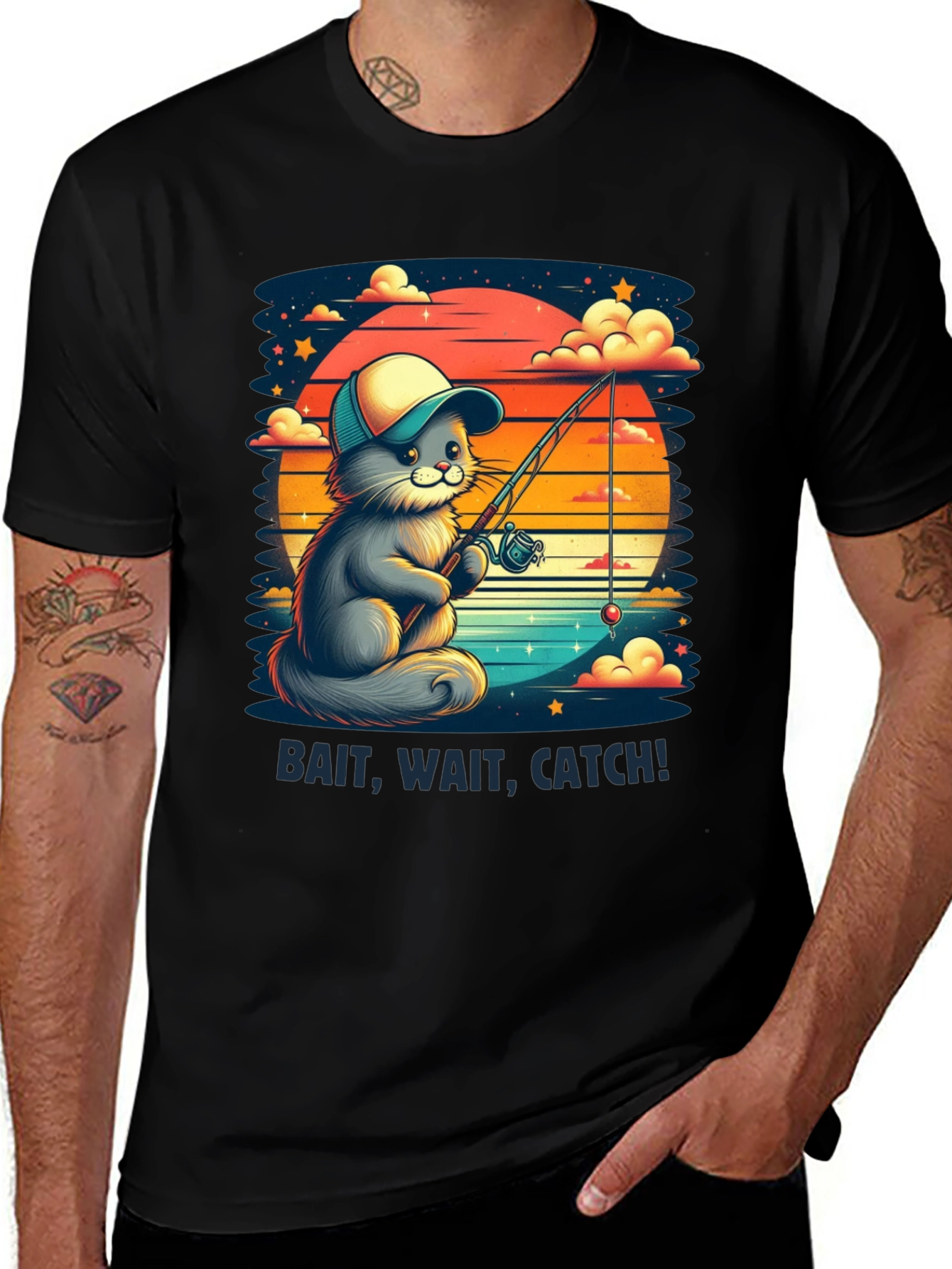 Variant 18 of Bait Wait Catch Cat Fishing T-Shirt