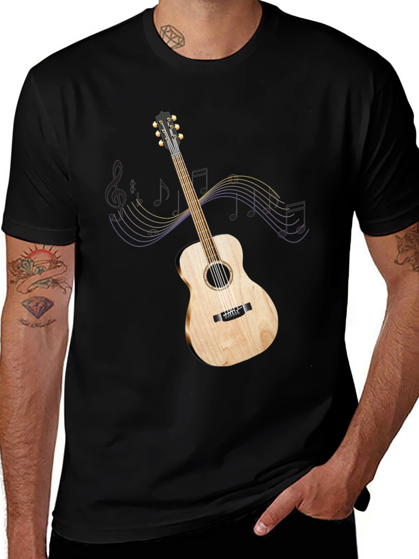Variant 12 of Acoustic Guitar Graphic Tee - Music Lover Shirt