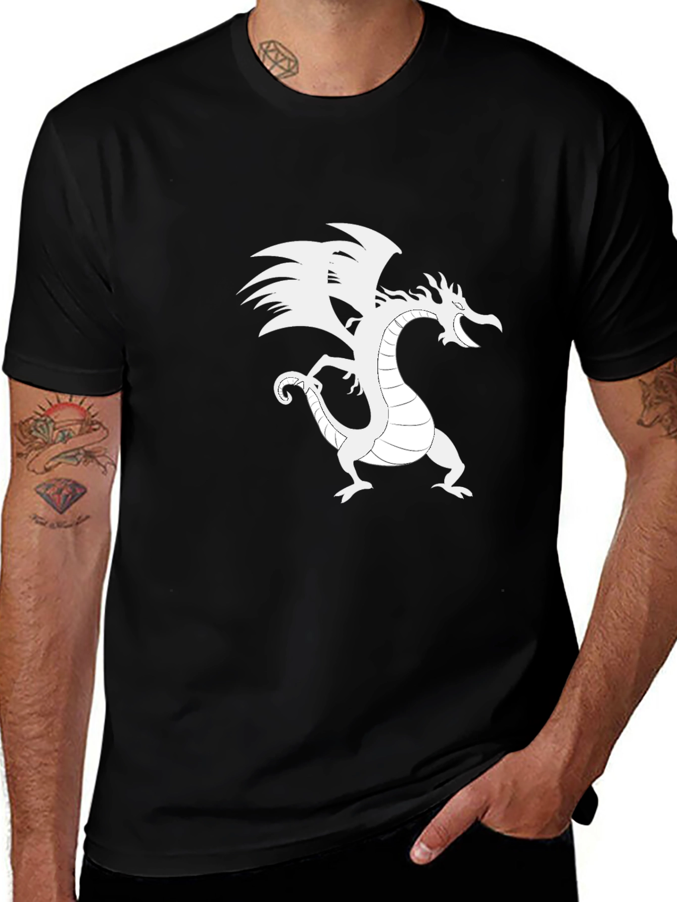 Black Dragon Graphic T-Shirt - Black Cotton Tee main image