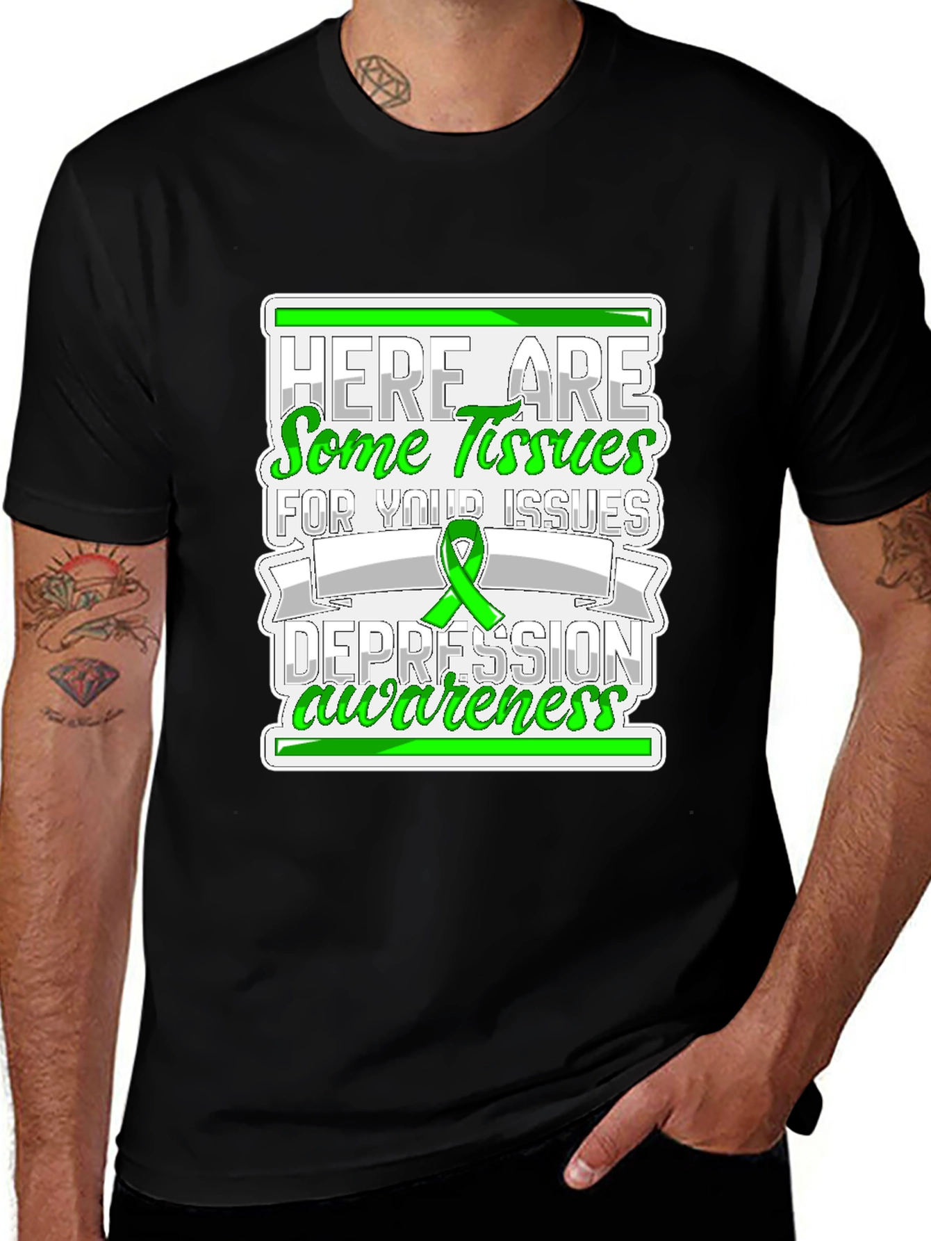 Variant 6 of Depression Awareness T-Shirt - Here Are Some Tissues