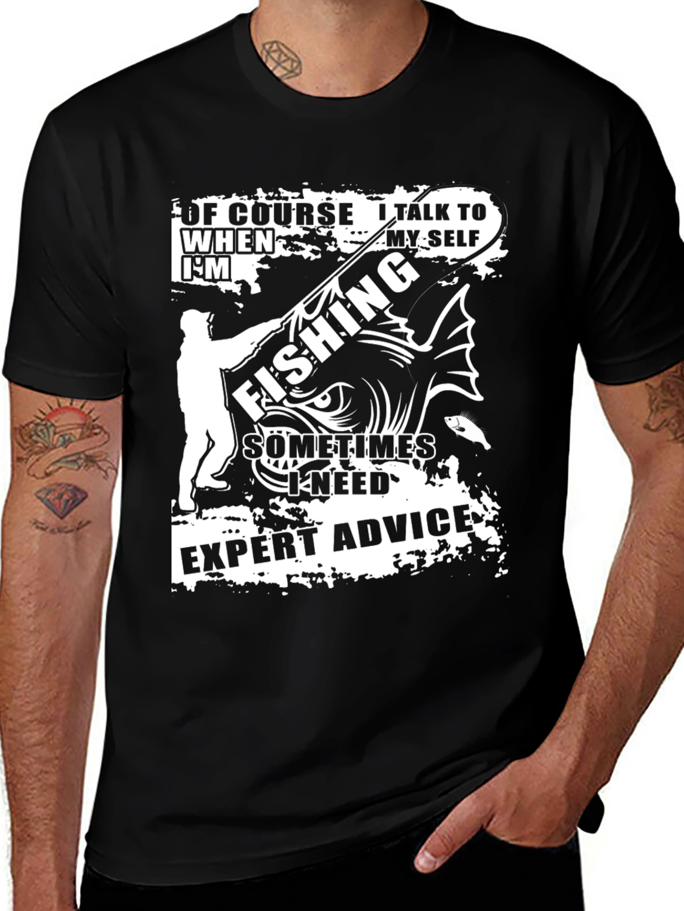 Variant 9 of Funny Fishing Expert Advice Black T-Shirt