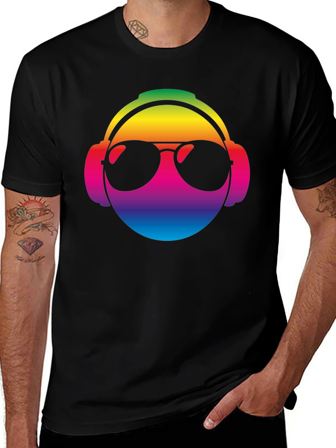 Variant 10 of Cool Rainbow DJ Graphic T-Shirt