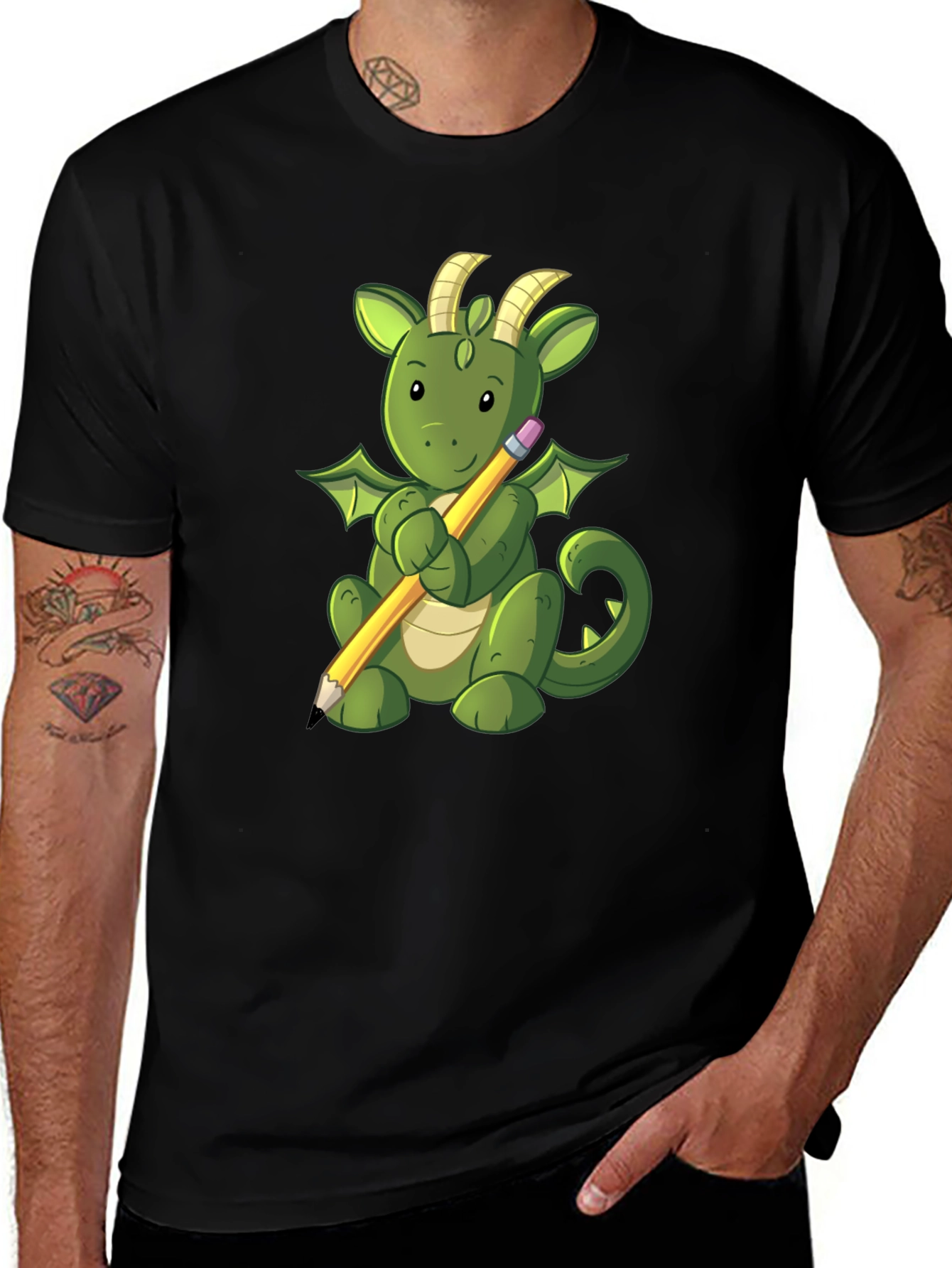 Variant 23 of Cute Dragon with Pencil T-Shirt - Back to School Style
