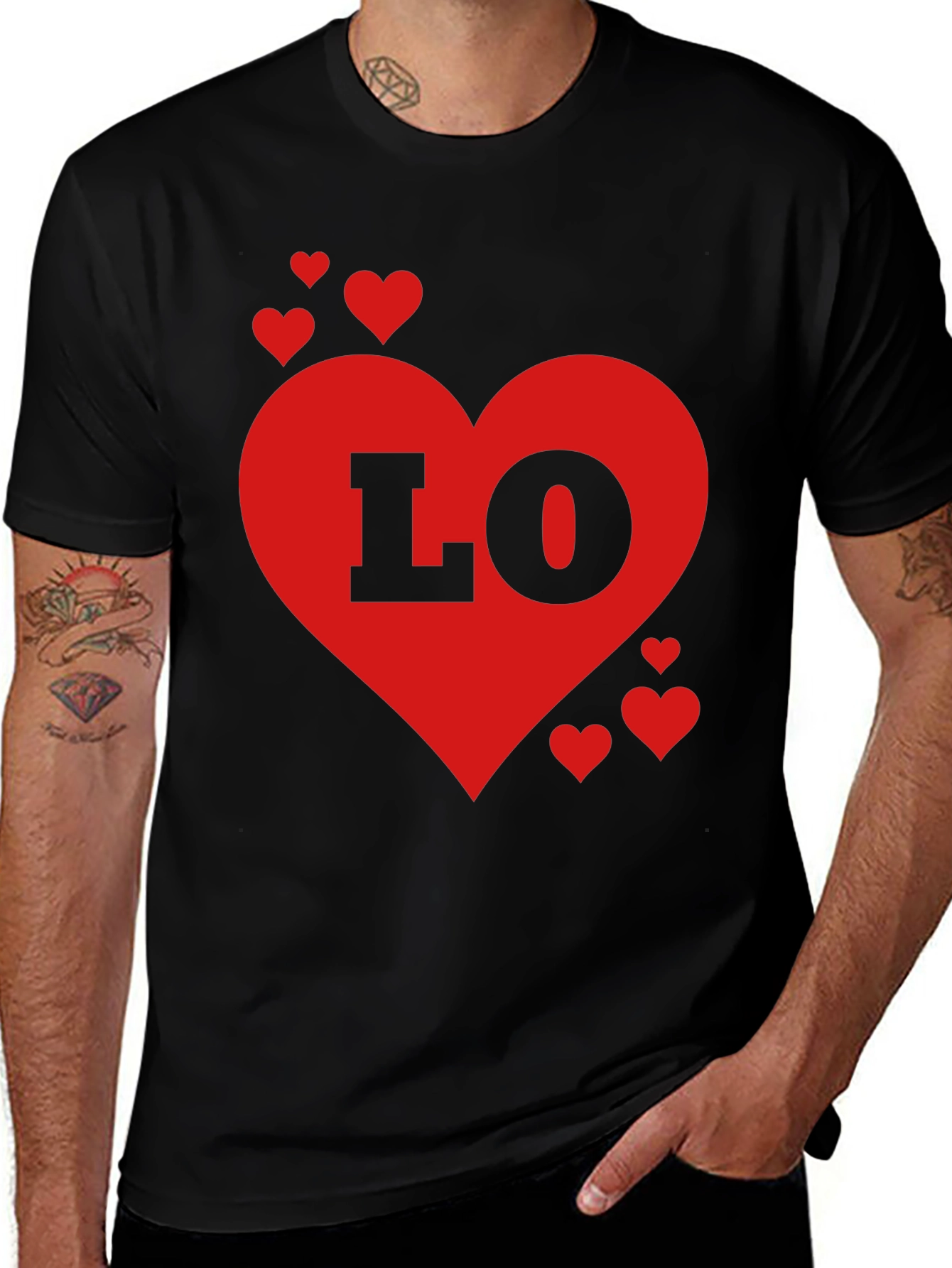 Variant 6 of Love Heart Graphic Tee - Black Casual Shirt