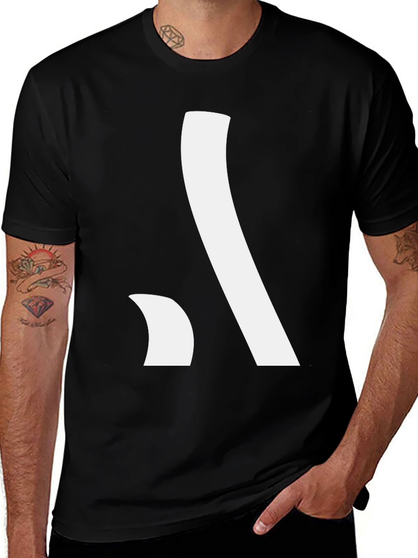 Variant 19 of Modern Graphic Tee - Abstract White Design on Black