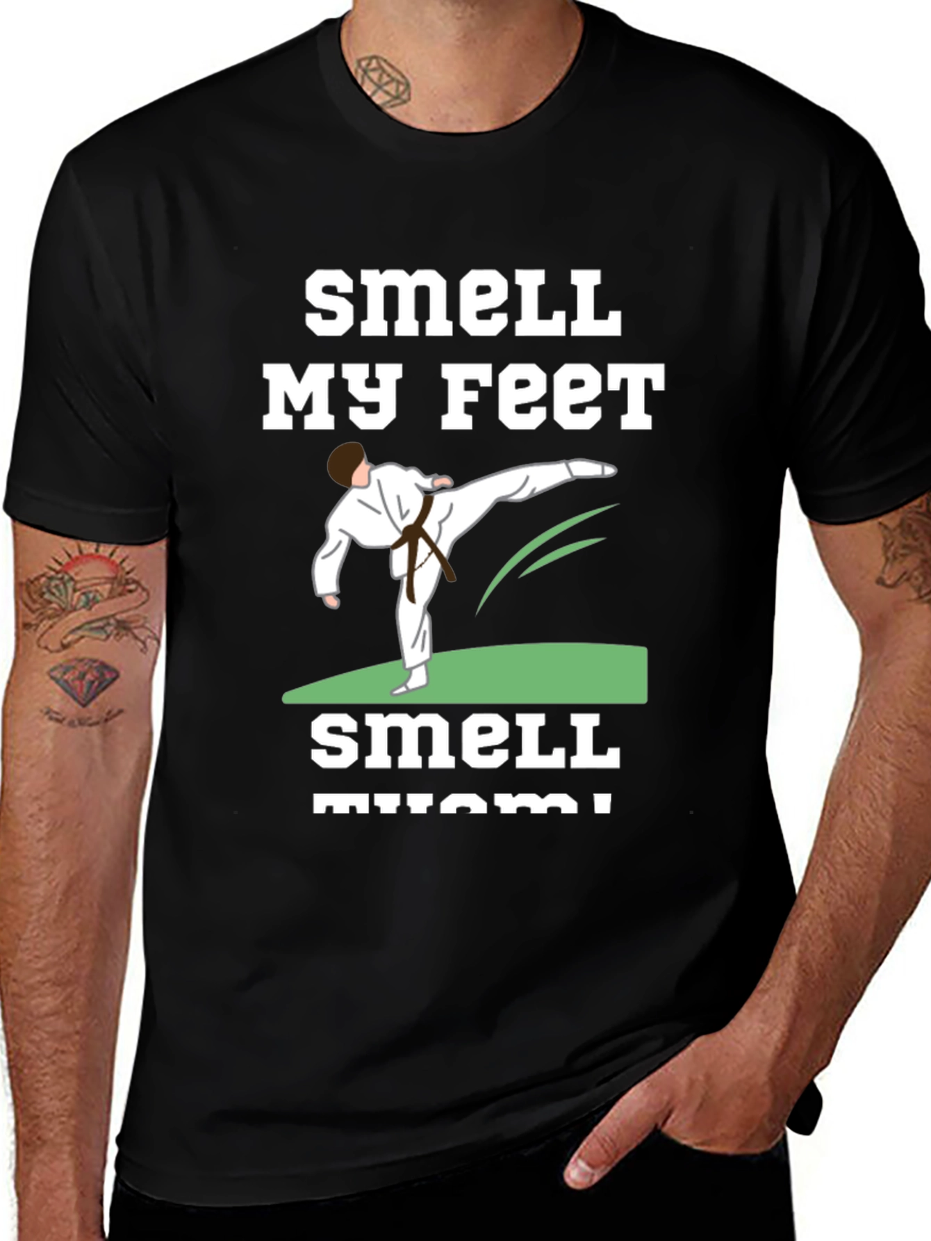 Variant 15 of Smell My Feet Karate Black T-Shirt
