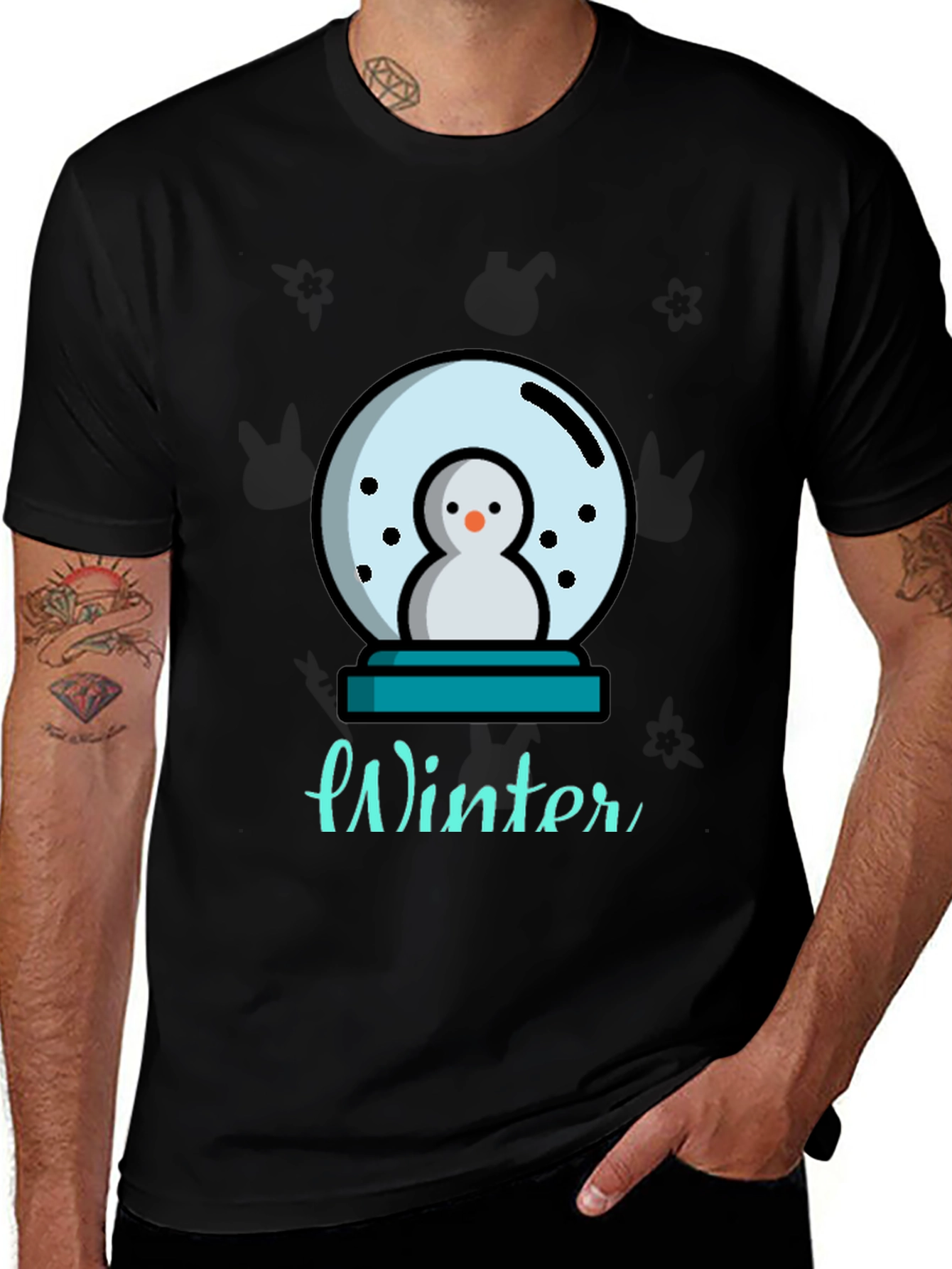 Variant 28 of Winter Snow Globe Graphic Tee - Black