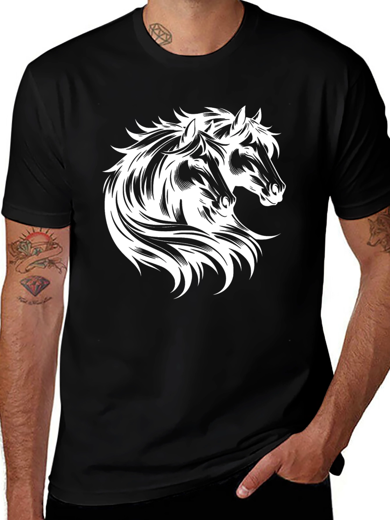 Variant 21 of Horse Graphic Black T-Shirt