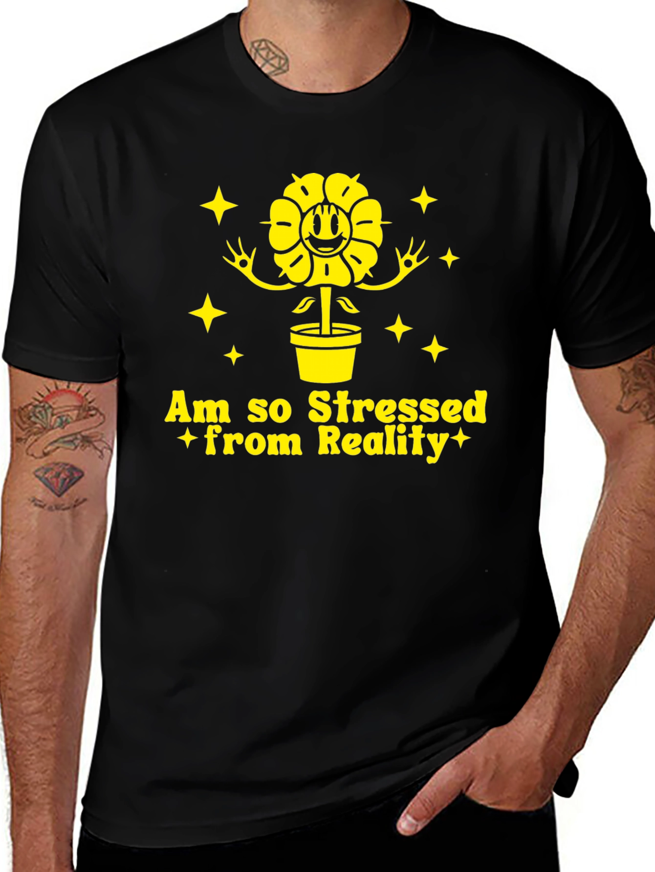 Variant 7 of Stressed From Reality Black T-Shirt