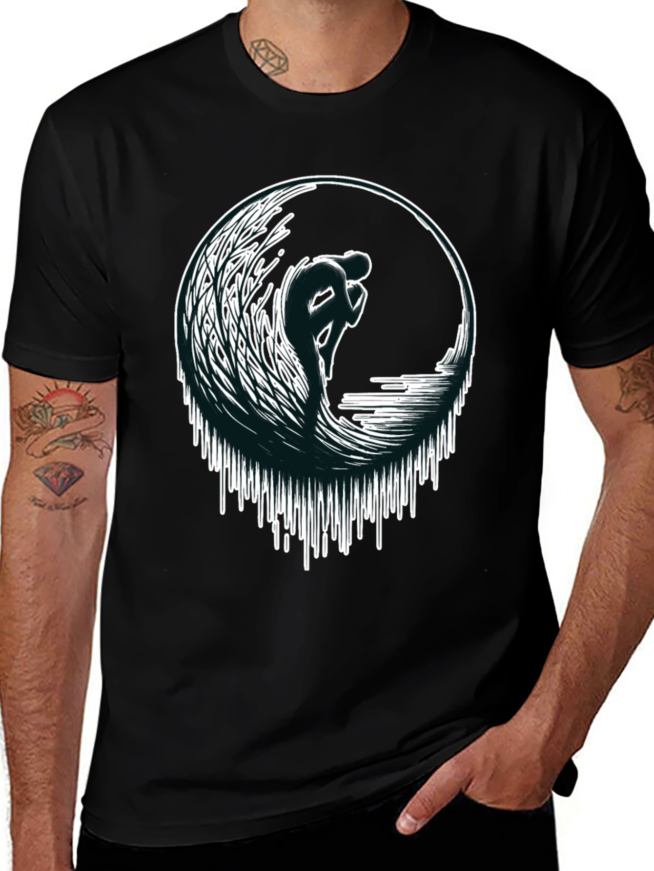 Variant 28 of Wave Rider Graphic Tee - Black Cotton T-Shirt