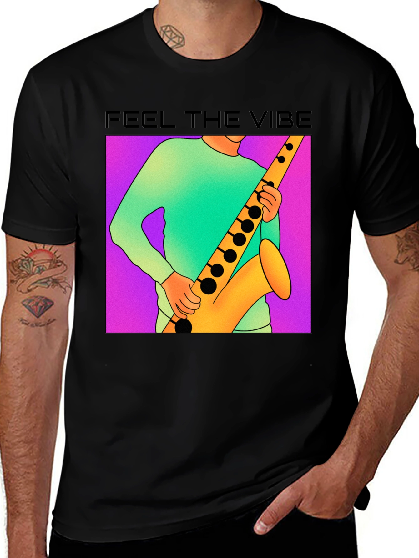 Feel the Vibe T-Shirt - Saxophone Player Graphic Tee