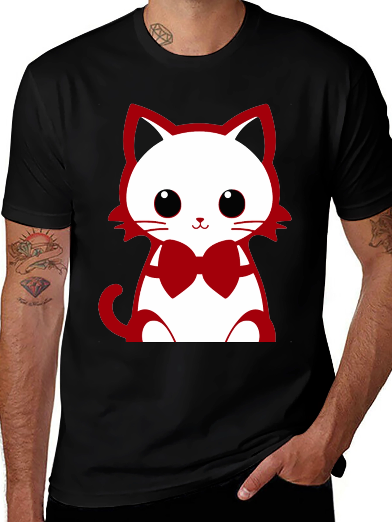 Variant 23 of Cute Cat Bowtie Graphic T-Shirt
