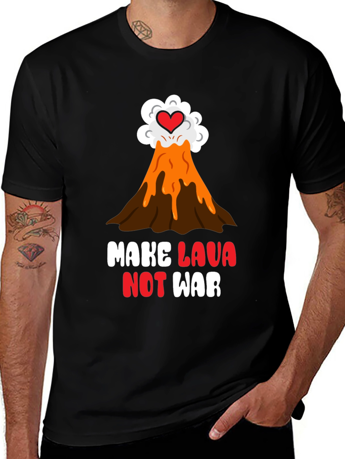Variant 28 of Make Lava Not War T-Shirt Volcano Love Black