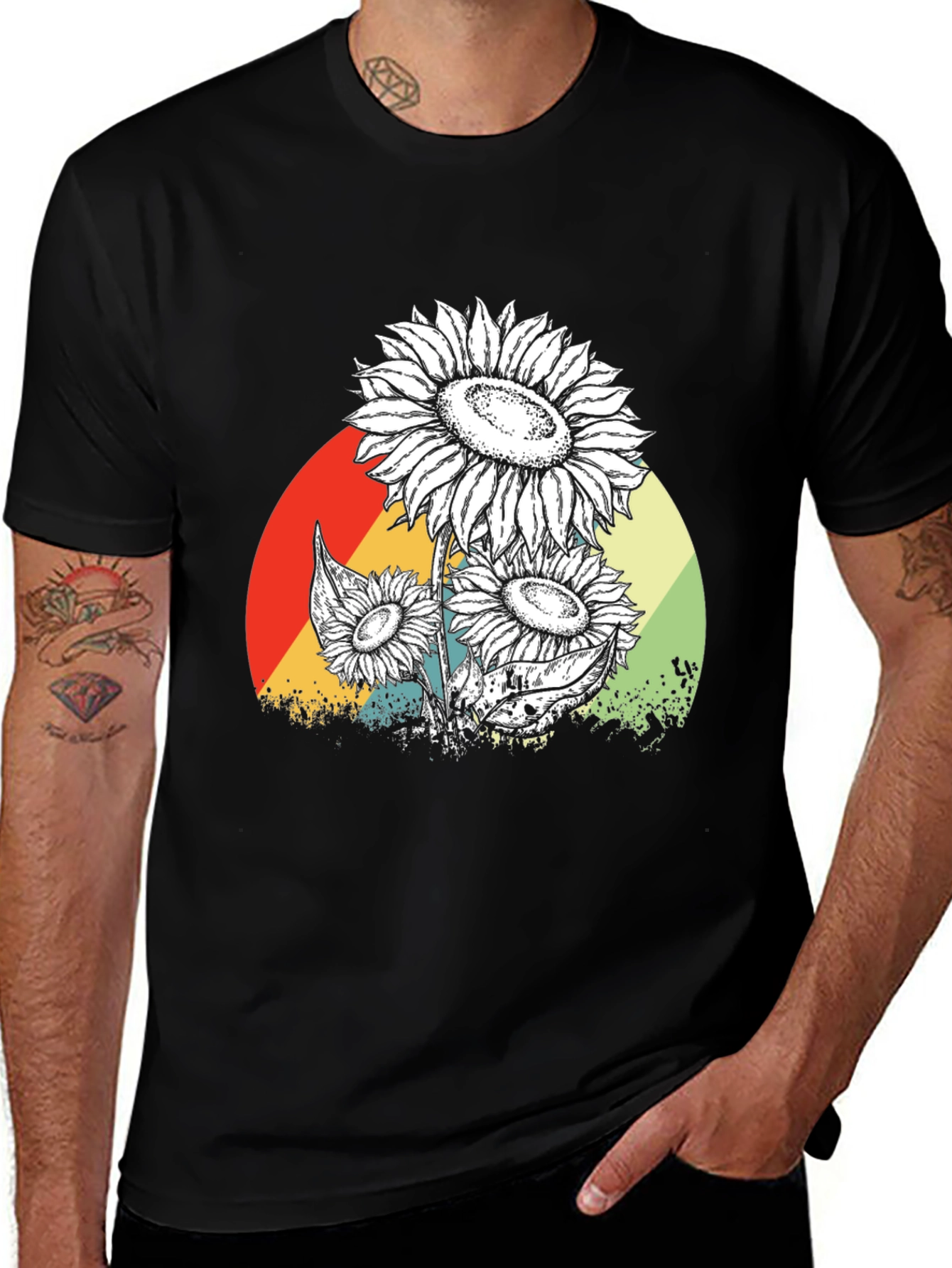 Variant 24 of Sunflower Graphic Print Black T-Shirt