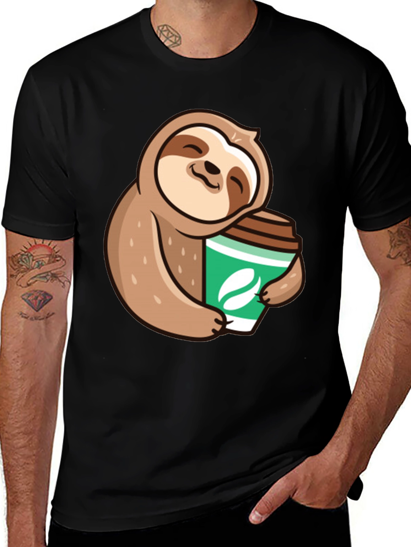 Variant 27 of Cute Sloth Hugging Coffee T-Shirt
