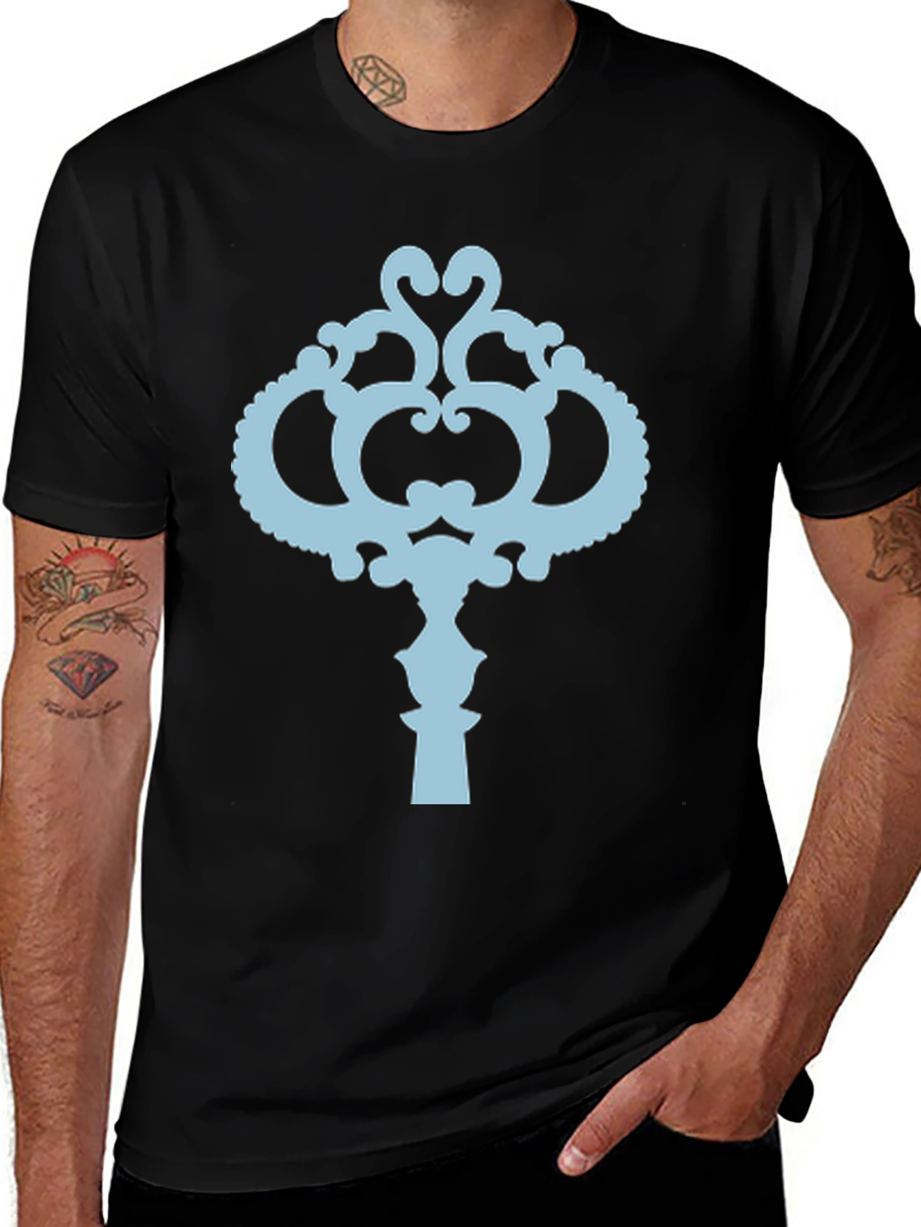 Variant 16 of Ornate Key Graphic Black T-Shirt