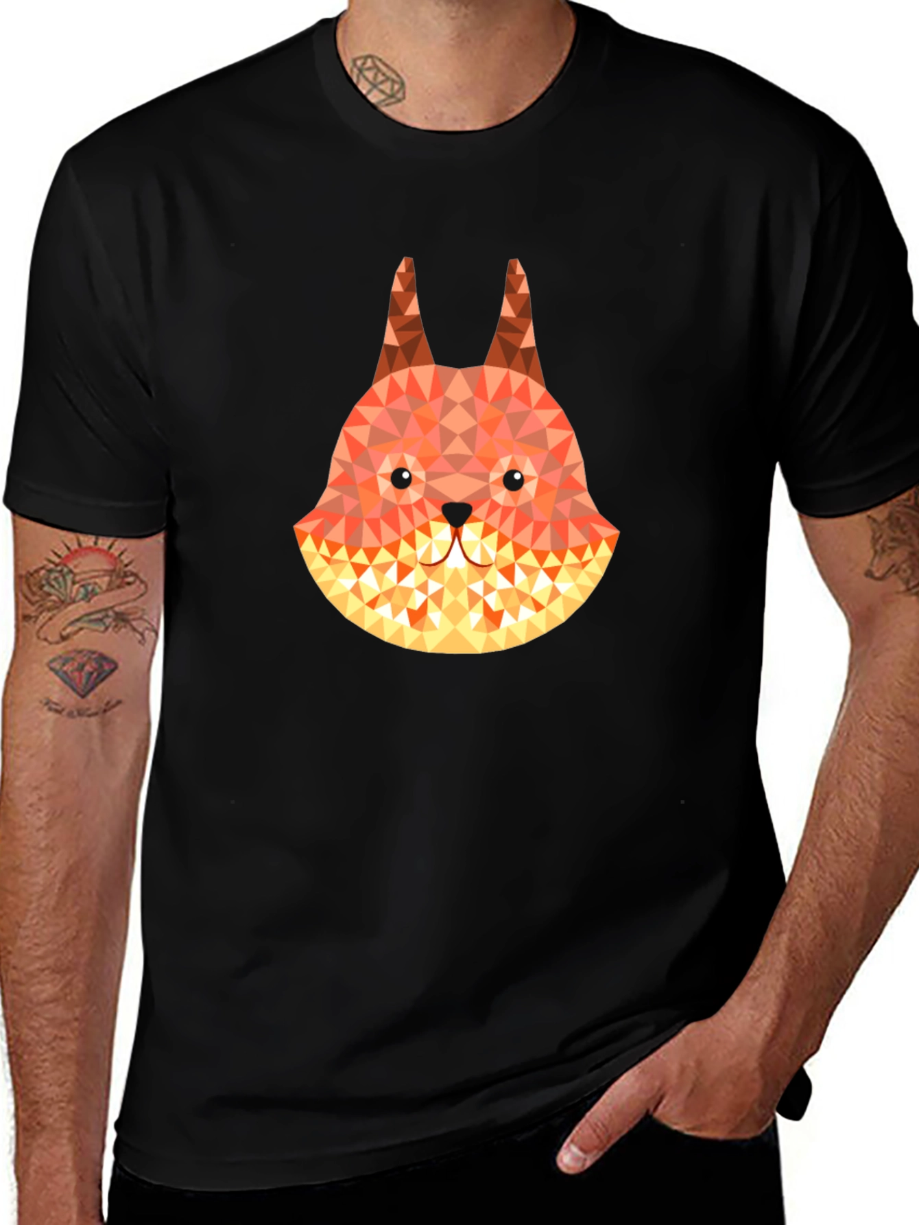 Variant 3 of Geometric Fox Graphic Tee - Men's Black T-Shirt