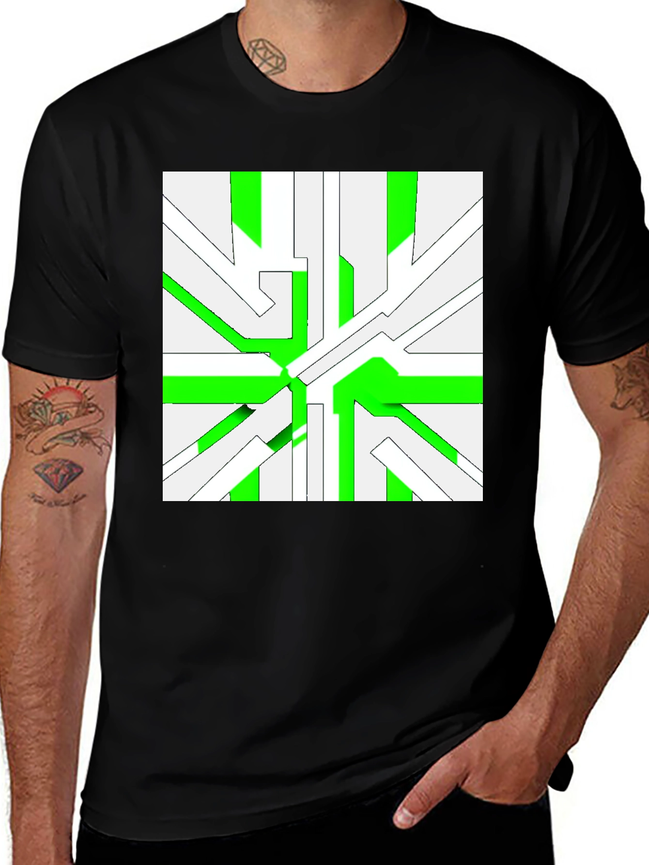 Variant 4 of Abstract Graphic Print Black T-Shirt