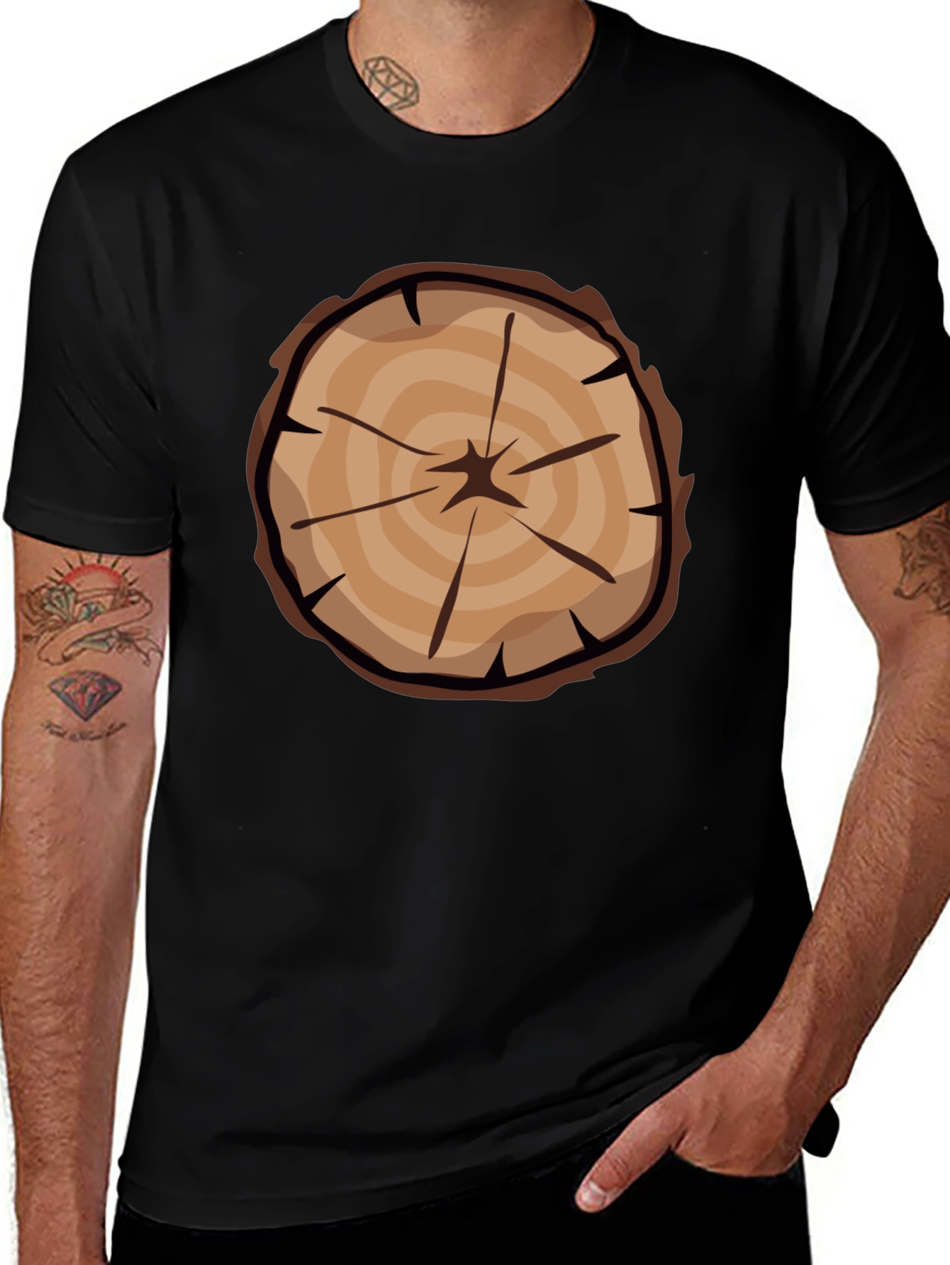 Variant 28 of Tree Ring Graphic Tee - Black Casual T-Shirt