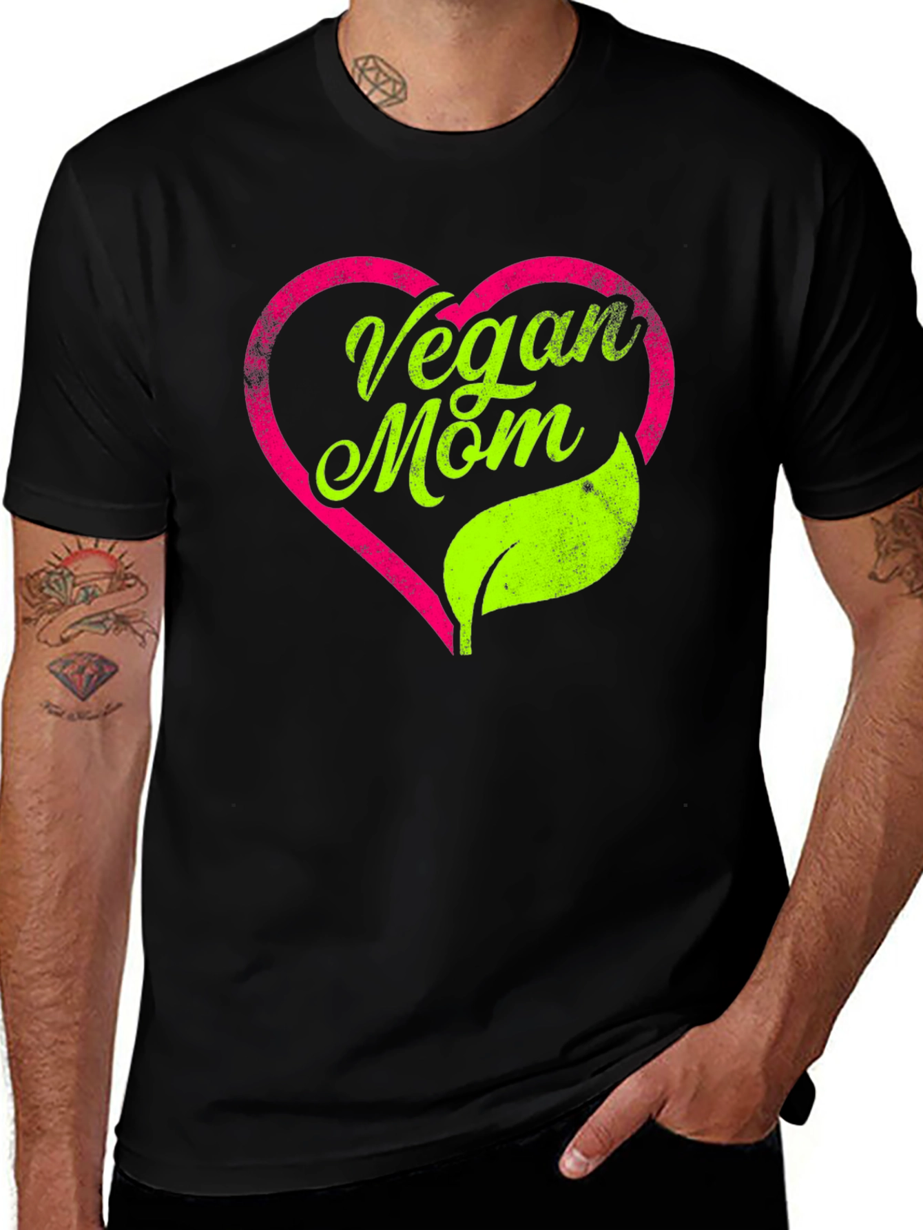 Variant 8 of Vegan Mom T-Shirt - Heart & Leaf Design