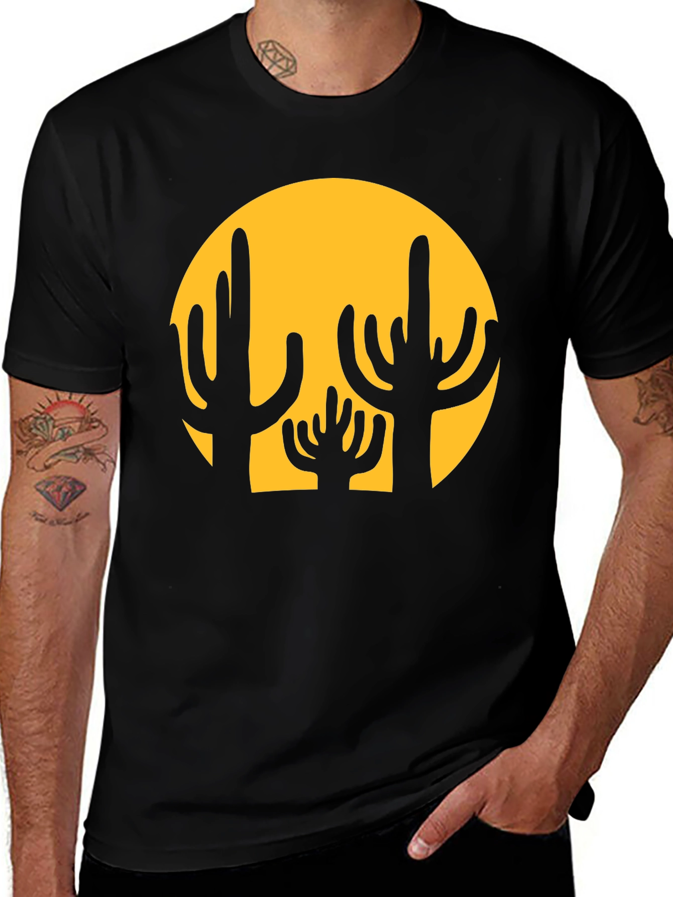 Variant 21 of Cactus Silhouette Graphic T-Shirt - Black