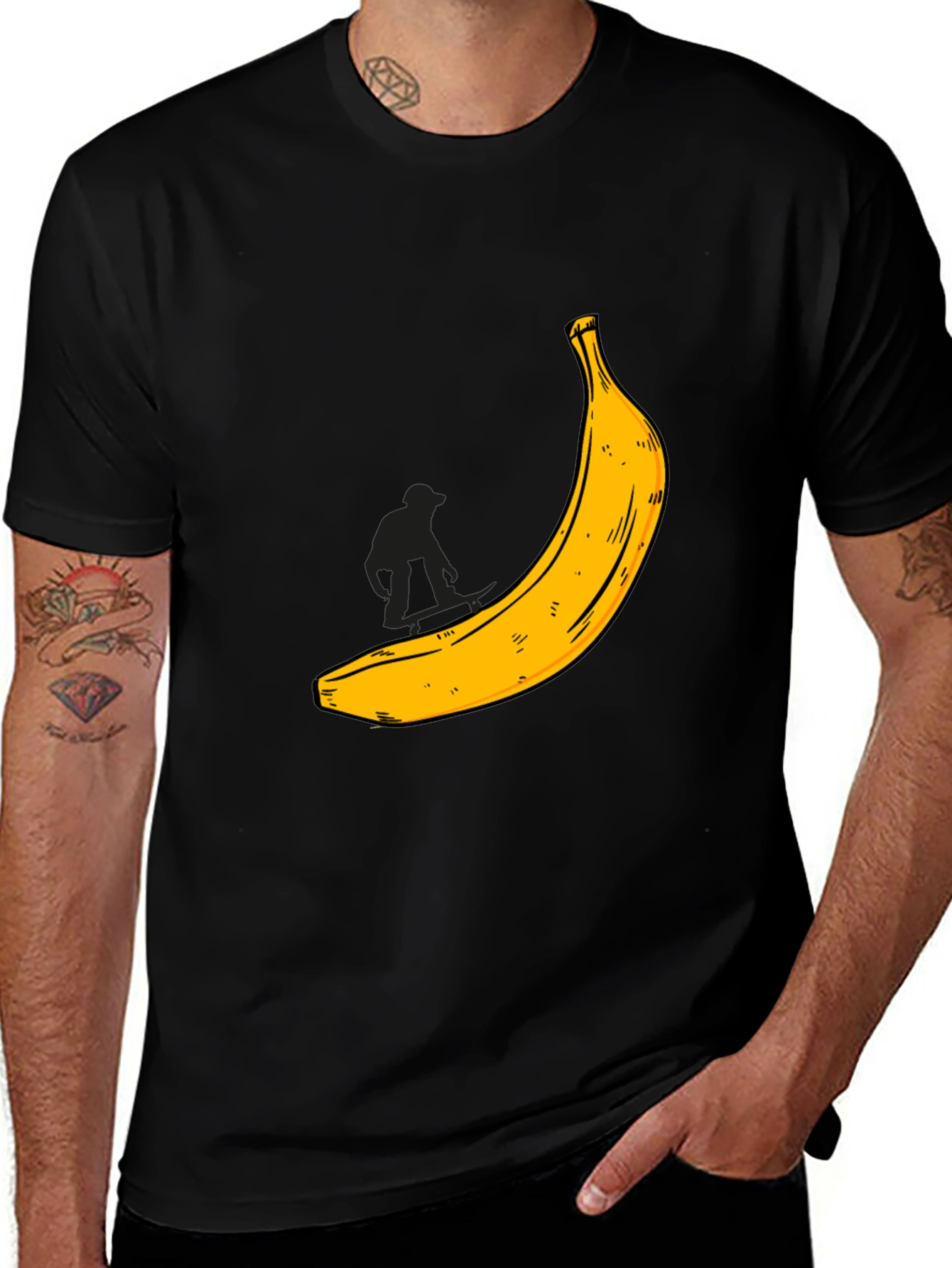 Variant 3 of Banana Graphic T-Shirt - Black Cotton Tee