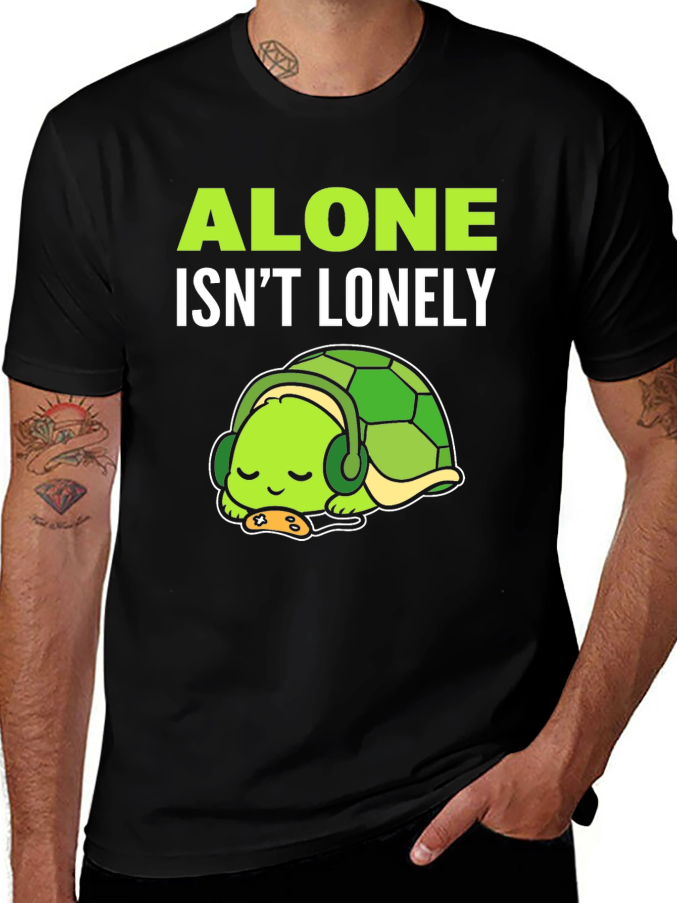 Alone Isn't Lonely Turtle Gamer T-Shirt