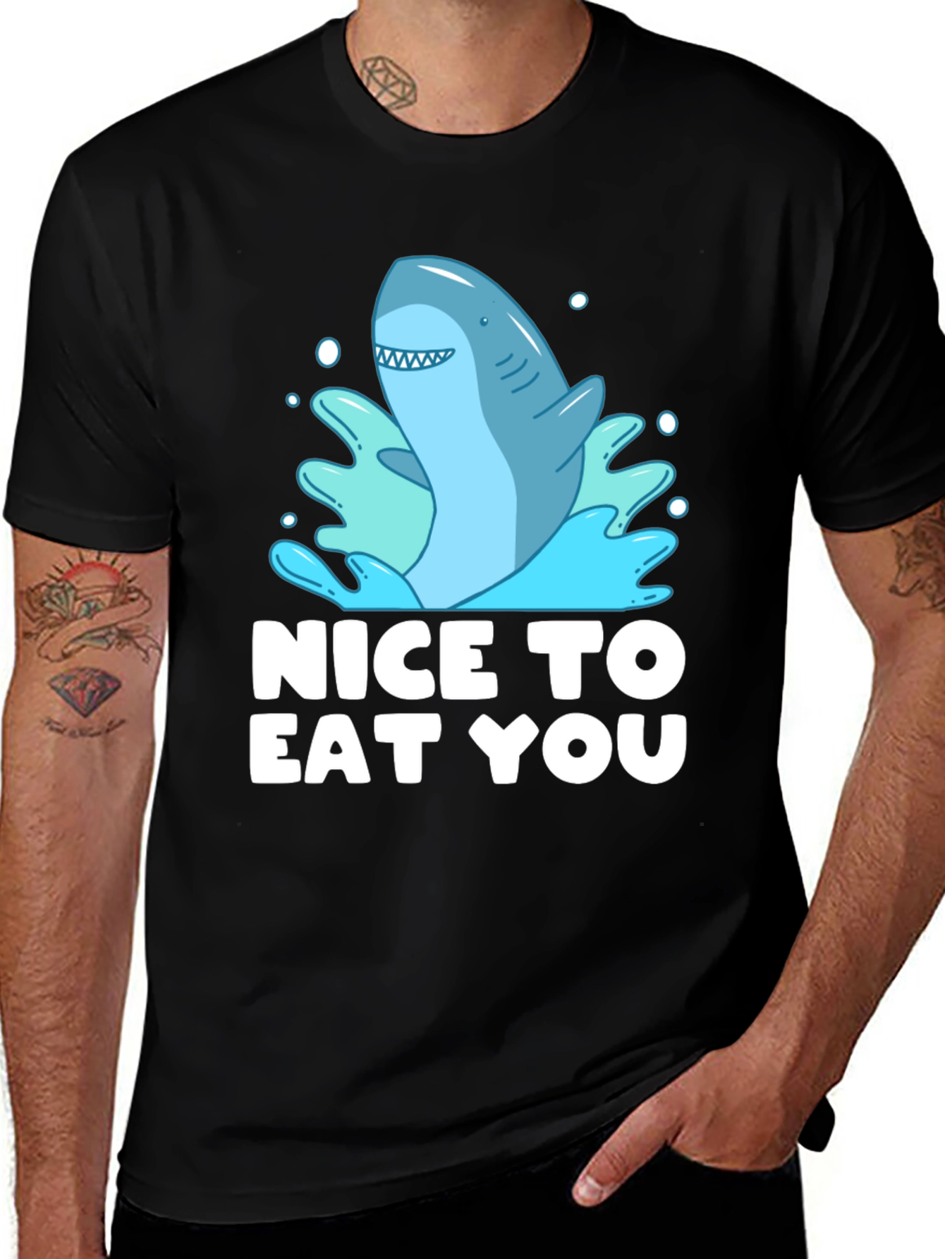 Variant 4 of Funny Shark Graphic Tee - "Nice To Eat You"
