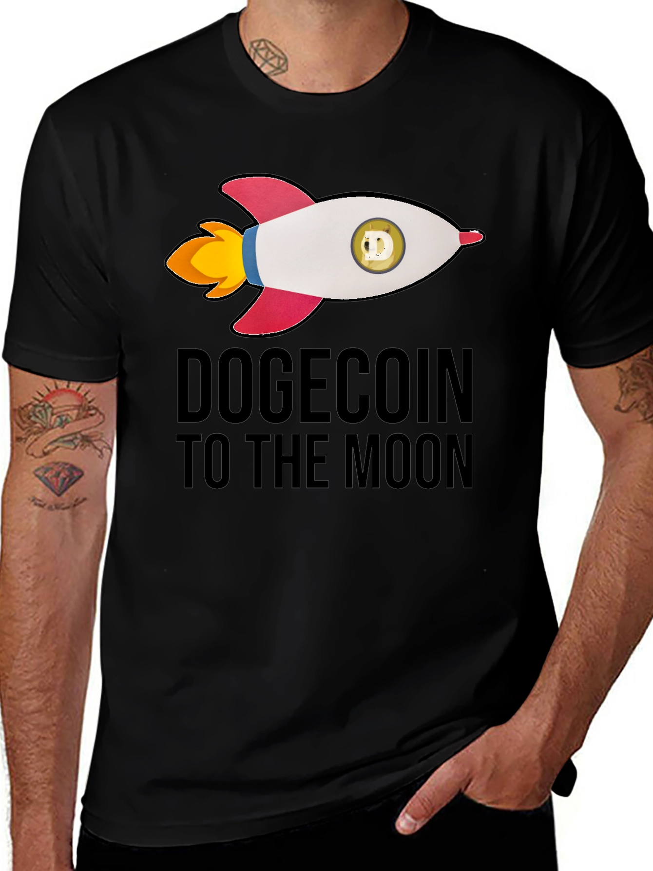 Dogecoin To The Moon Black T-Shirt