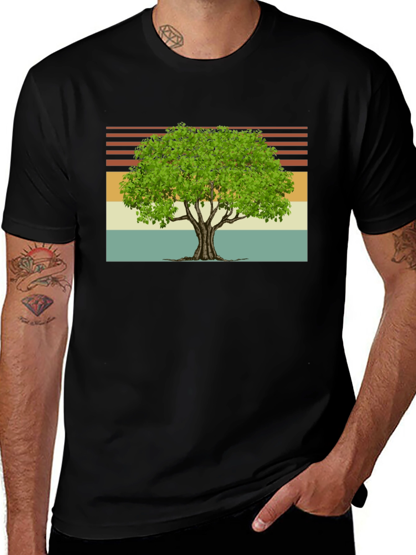 Black Vintage Tree Graphic T-Shirt main image