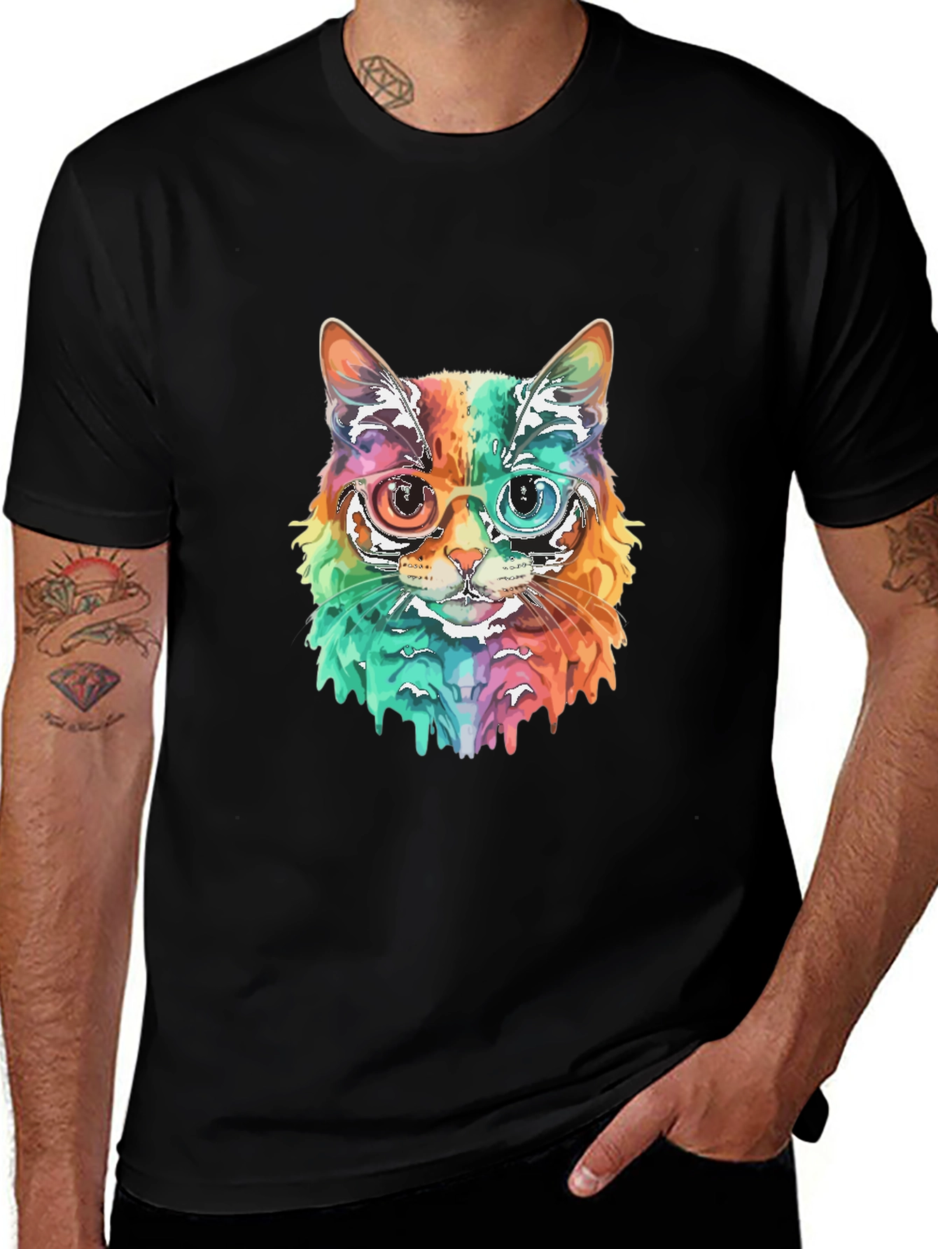 Variant 10 of Rainbow Cat Tee - Colorful Feline Design
