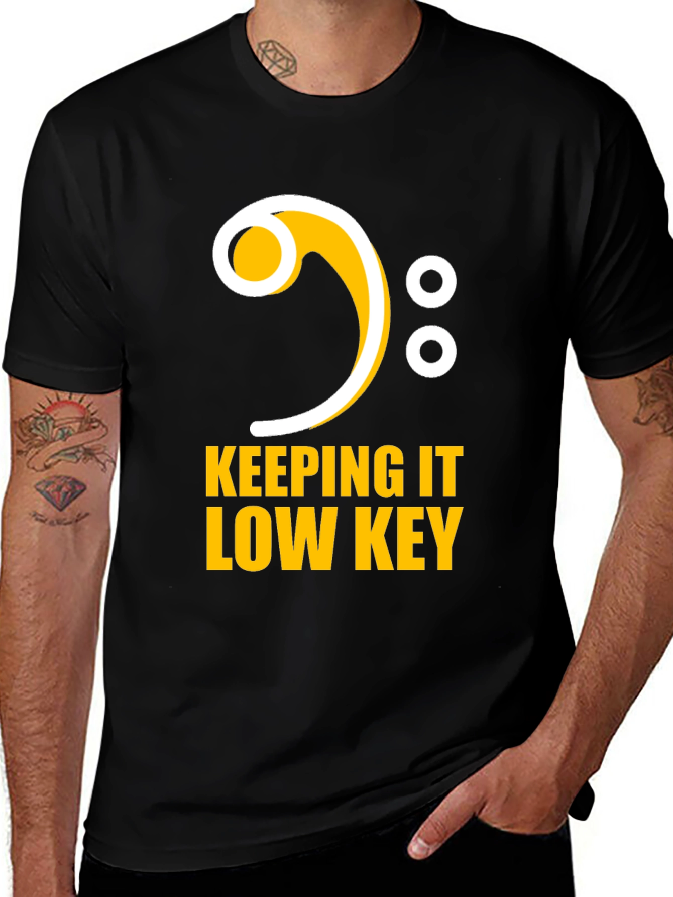 Keeping It Low Key Bass Clef Black T-Shirt