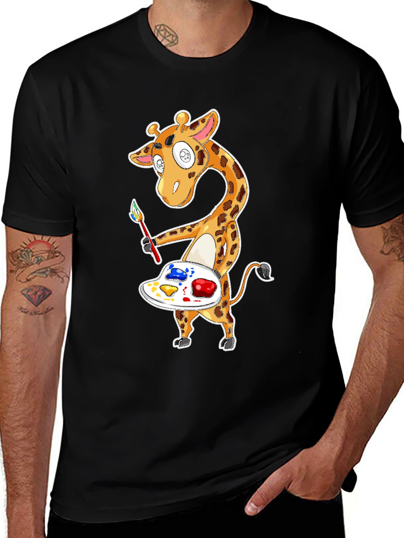 Variant 11 of Giraffe Artist Graphic T-Shirt