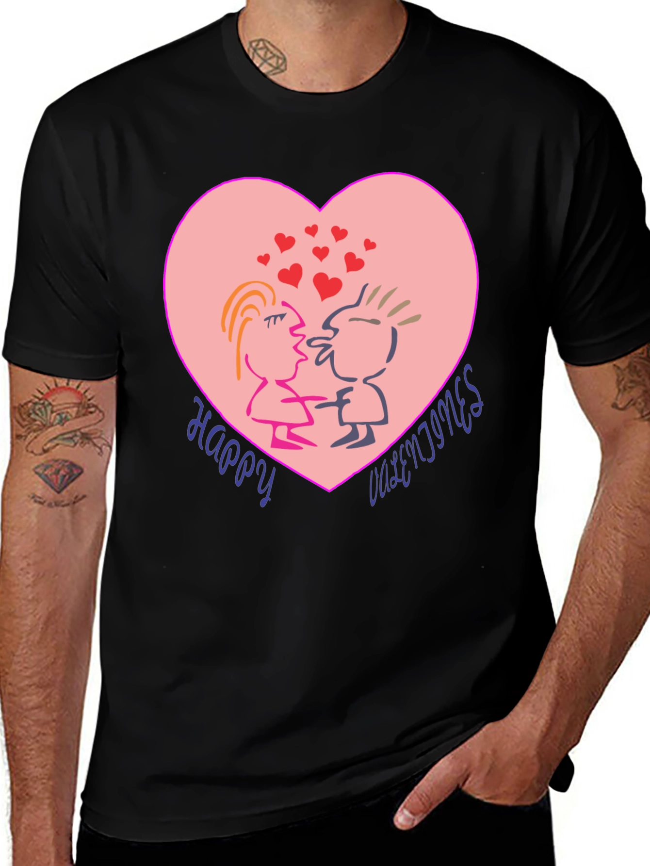Happy Valentines T-Shirt Kissing Design