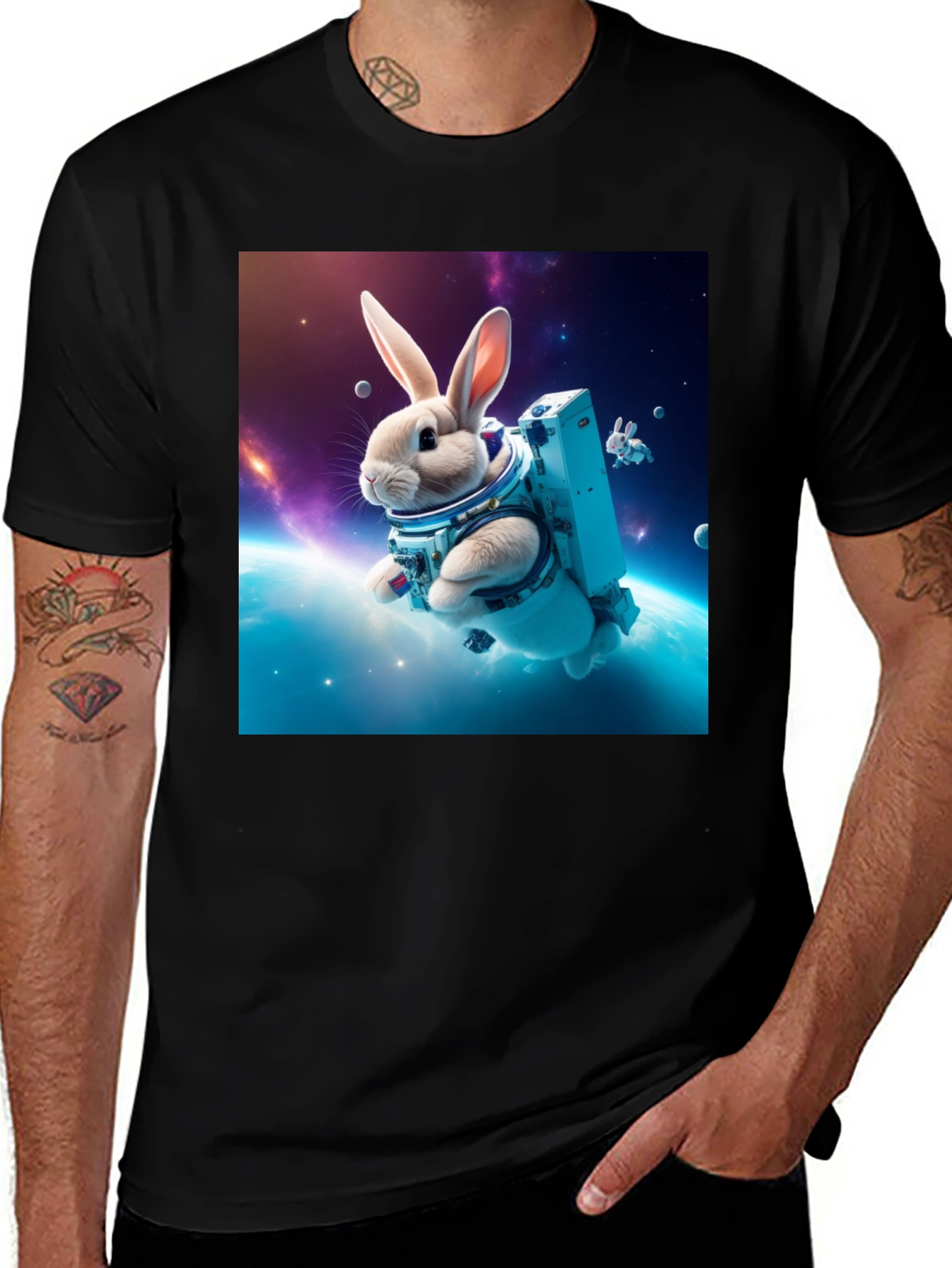 Variant 24 of Space Rabbit T-Shirt - Cool Astronaut Bunny Tee