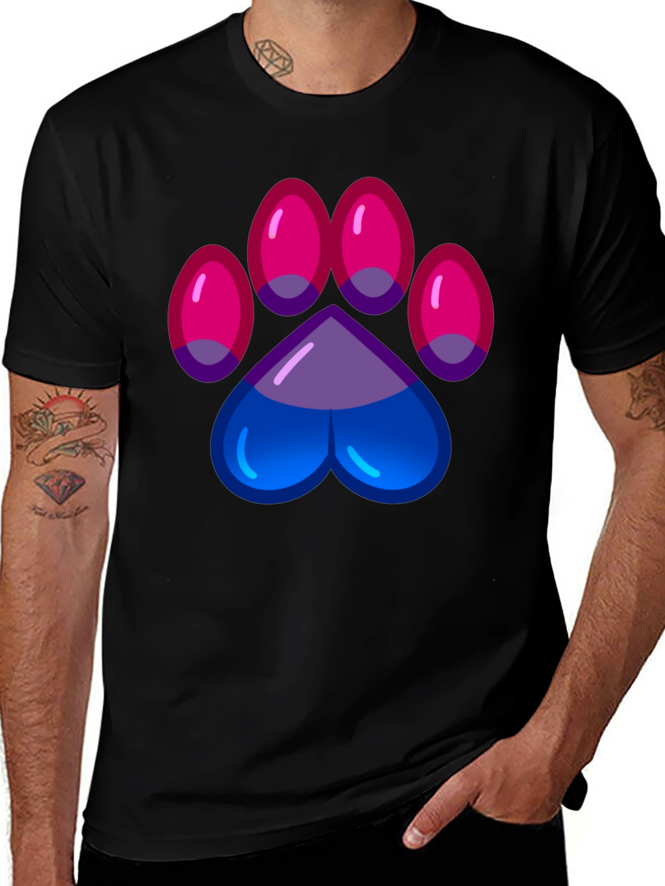 Bisexual Pride Paw Print Graphic T-Shirt