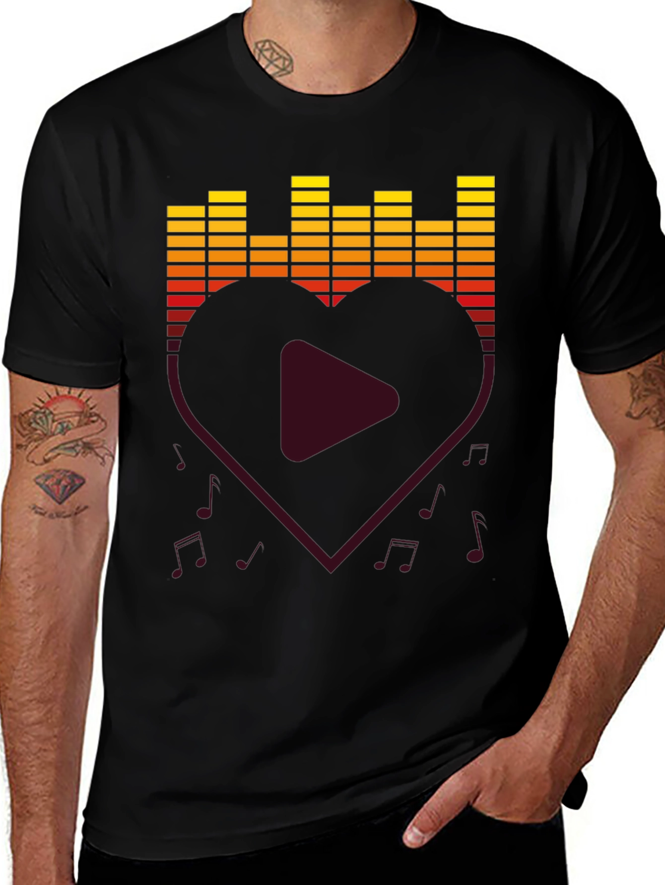 Music Lover T-Shirt - Heart Equalizer Design