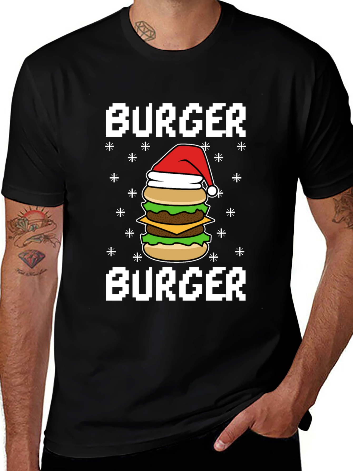 Variant 26 of Festive Burger T-Shirt - Holiday Foodie Tee