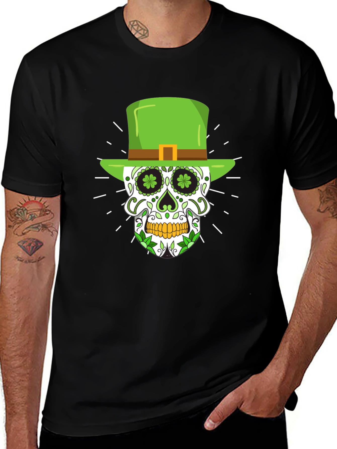 Variant 18 of St. Patrick's Day Skull Graphic Tee