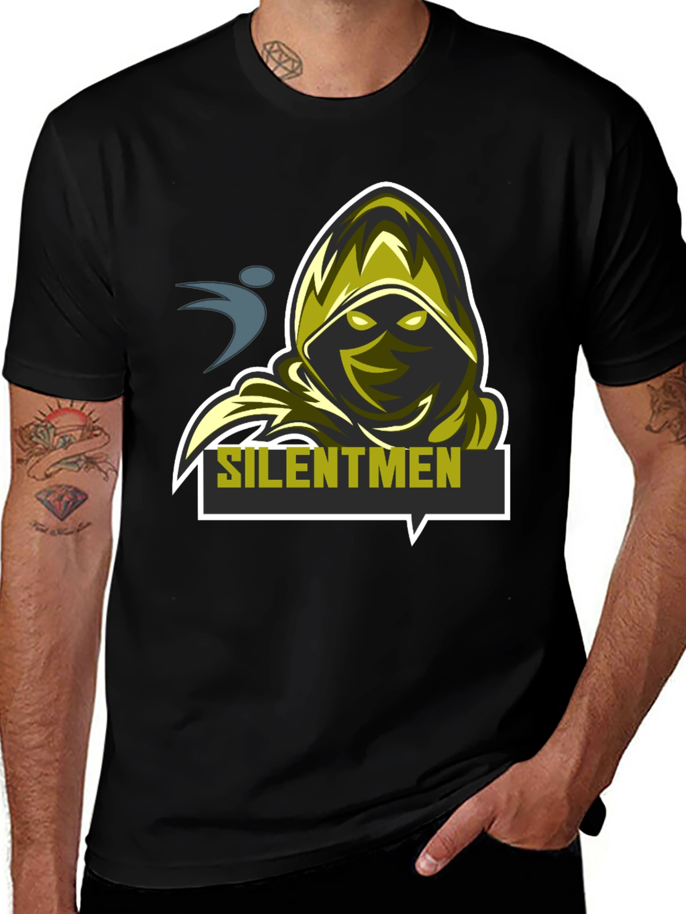 Variant 25 of Silentmen Graphic Black T-Shirt - Gamer Style