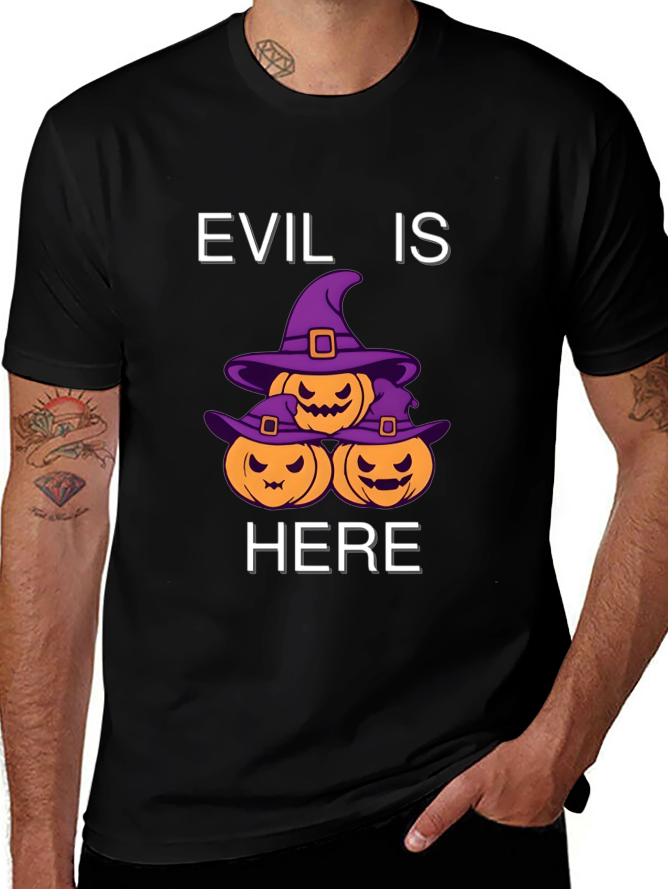 Evil Is Here Halloween Pumpkin T-Shirt