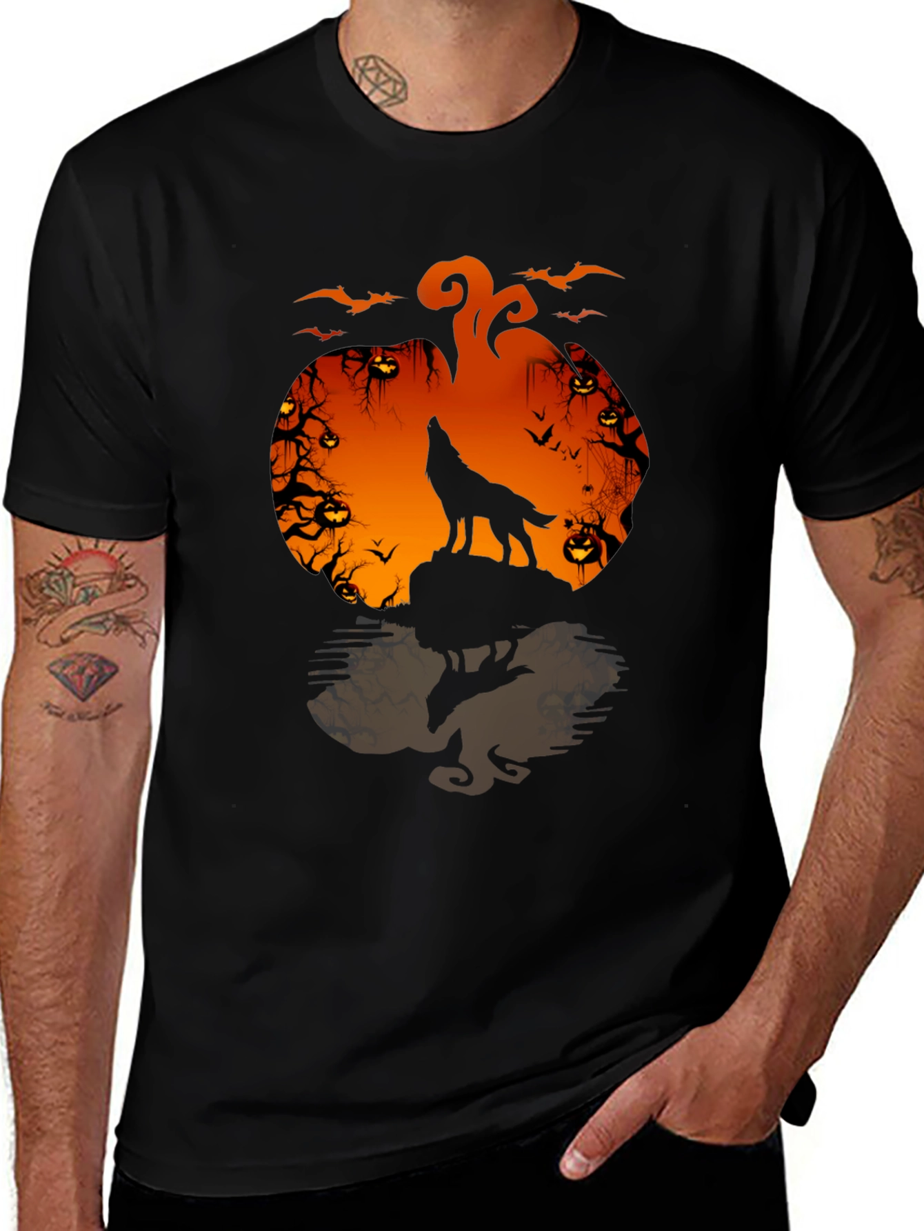 Halloween Wolf Pumpkin T-Shirt