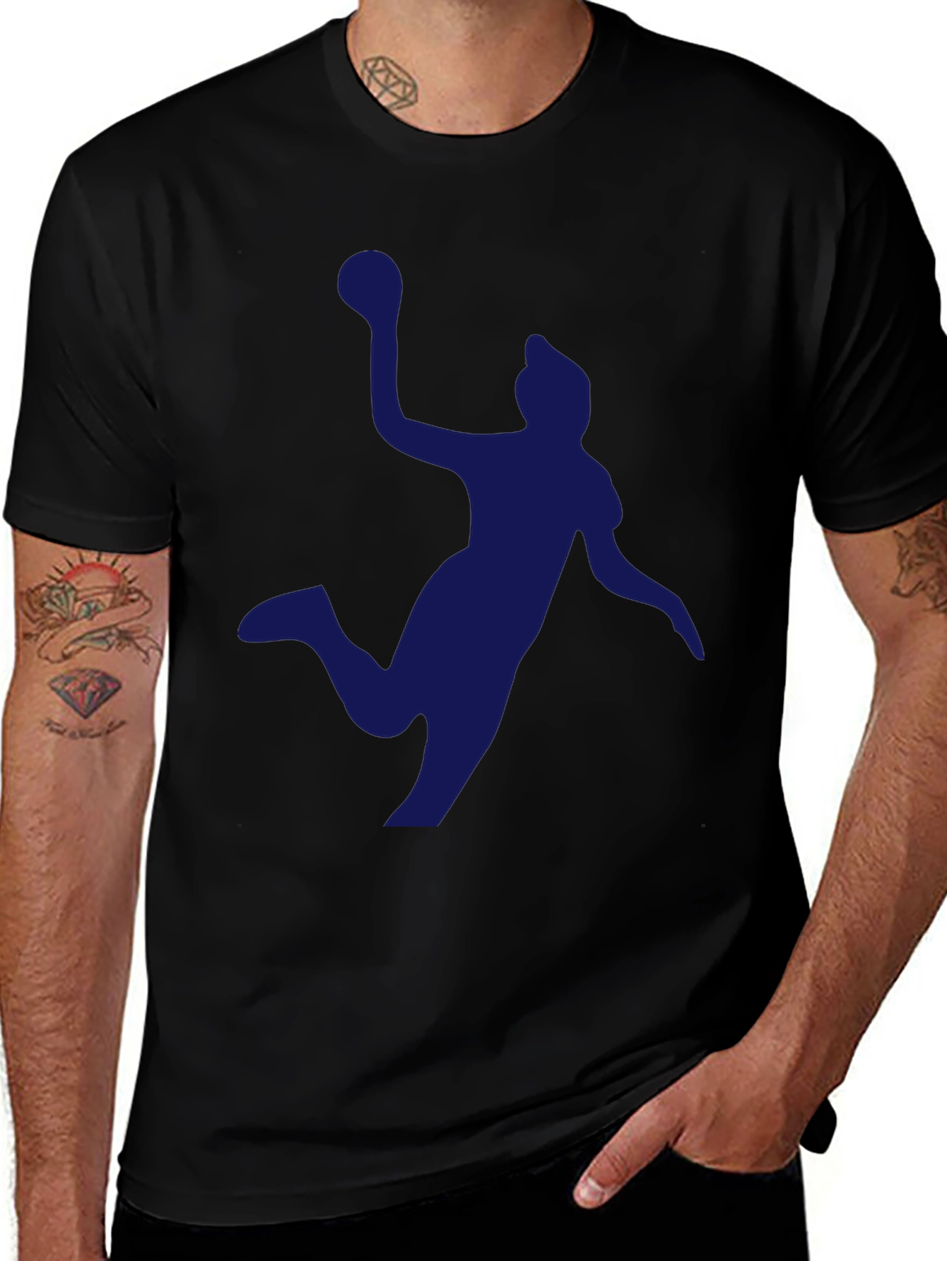 Variant 30 of Handball Player Graphic Tee - Black