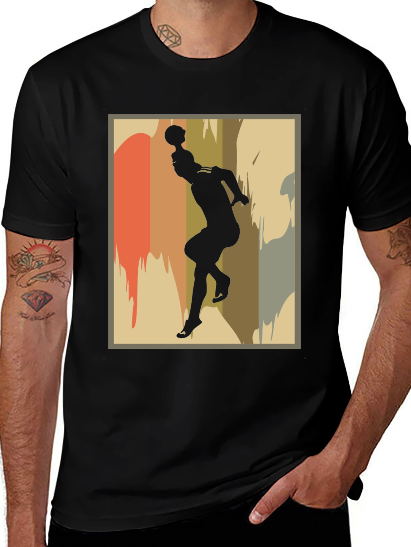 Black Retro Silhouette Graphic T-Shirt main image