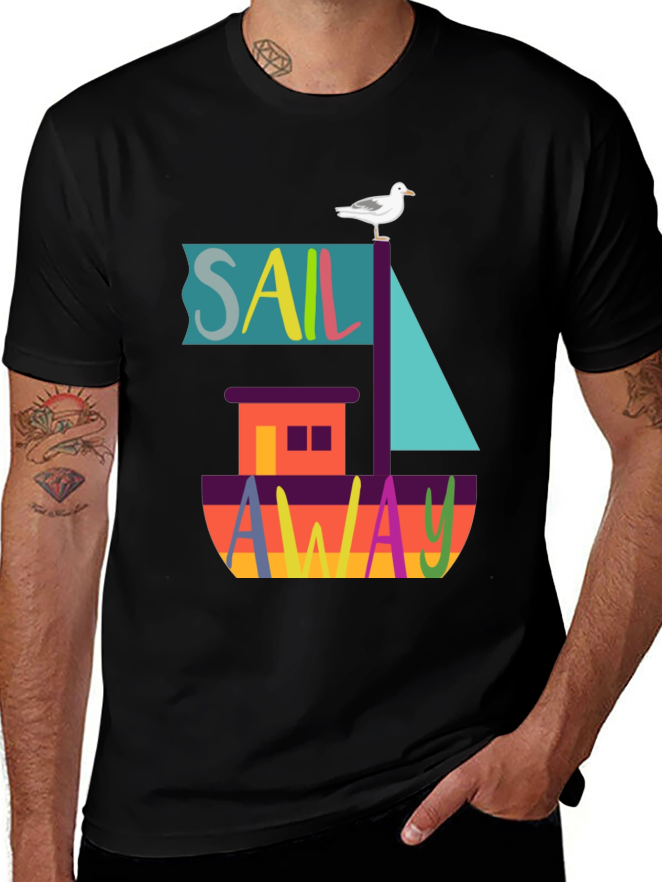 Variant 28 of Sail Away T-Shirt | Colorful Graphic Tee