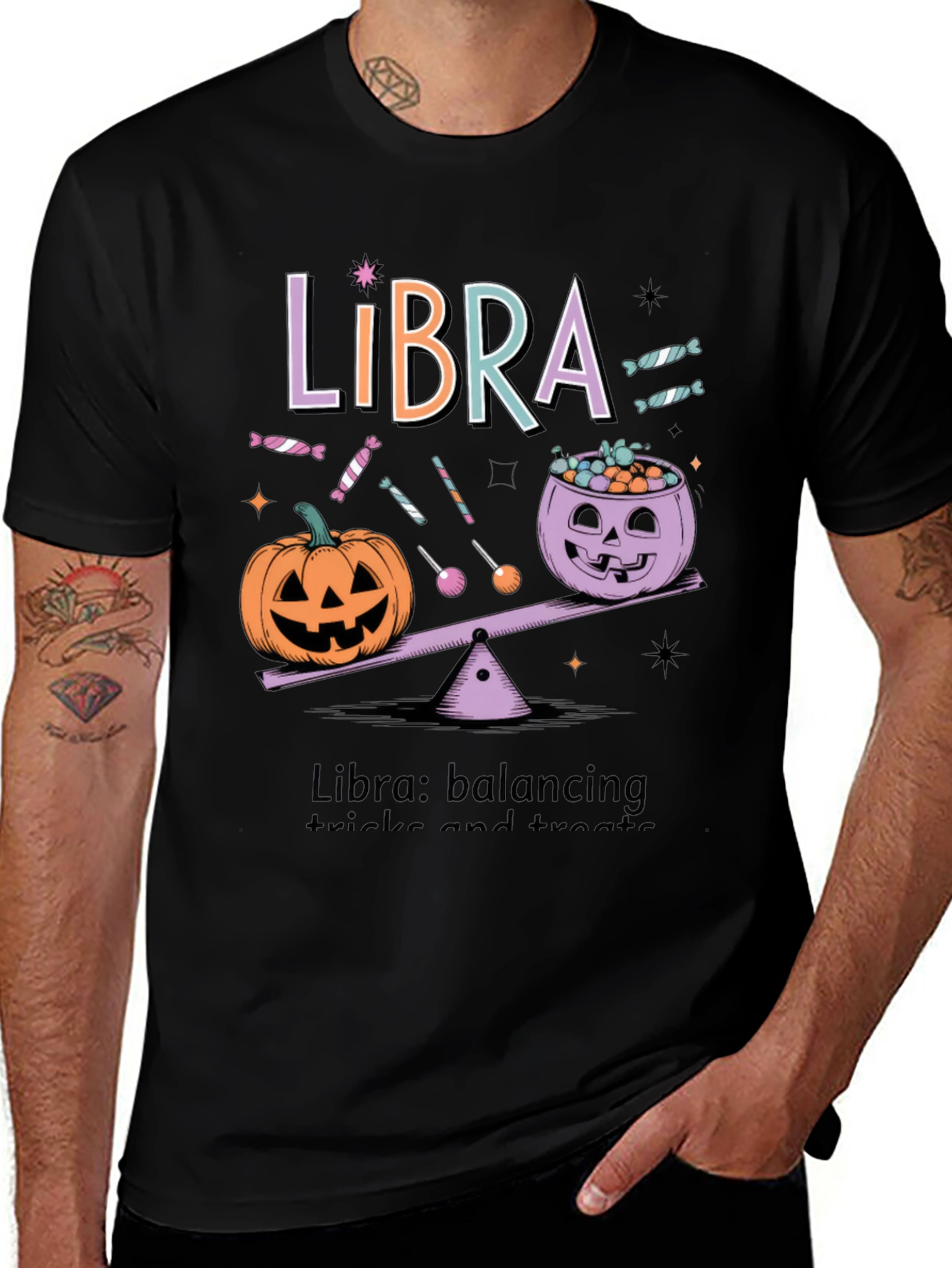 Libra Halloween T-Shirt - Balancing Tricks and Treats Tee