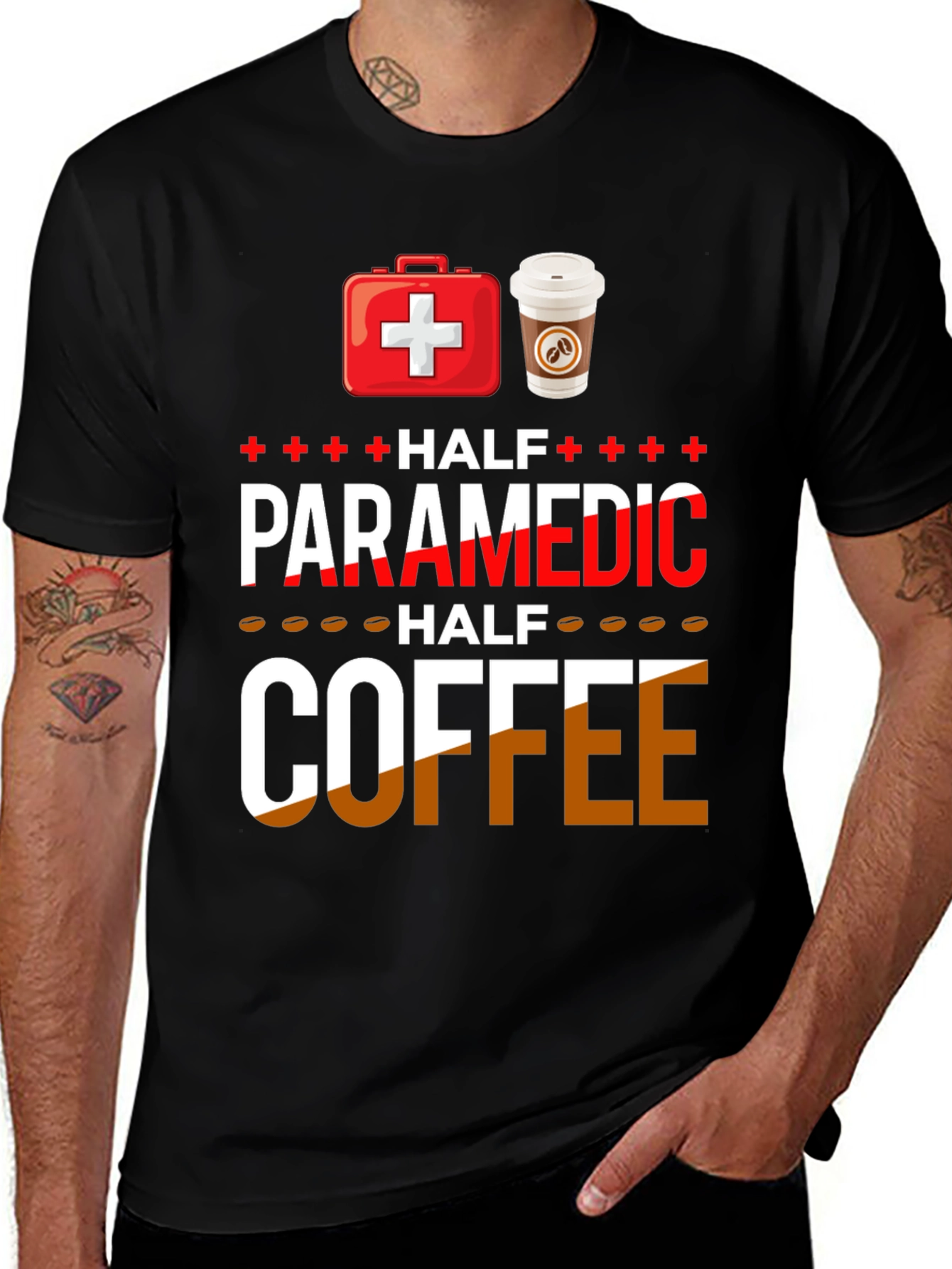 Variant 11 of Paramedic Half Coffee Funny T-Shirt 