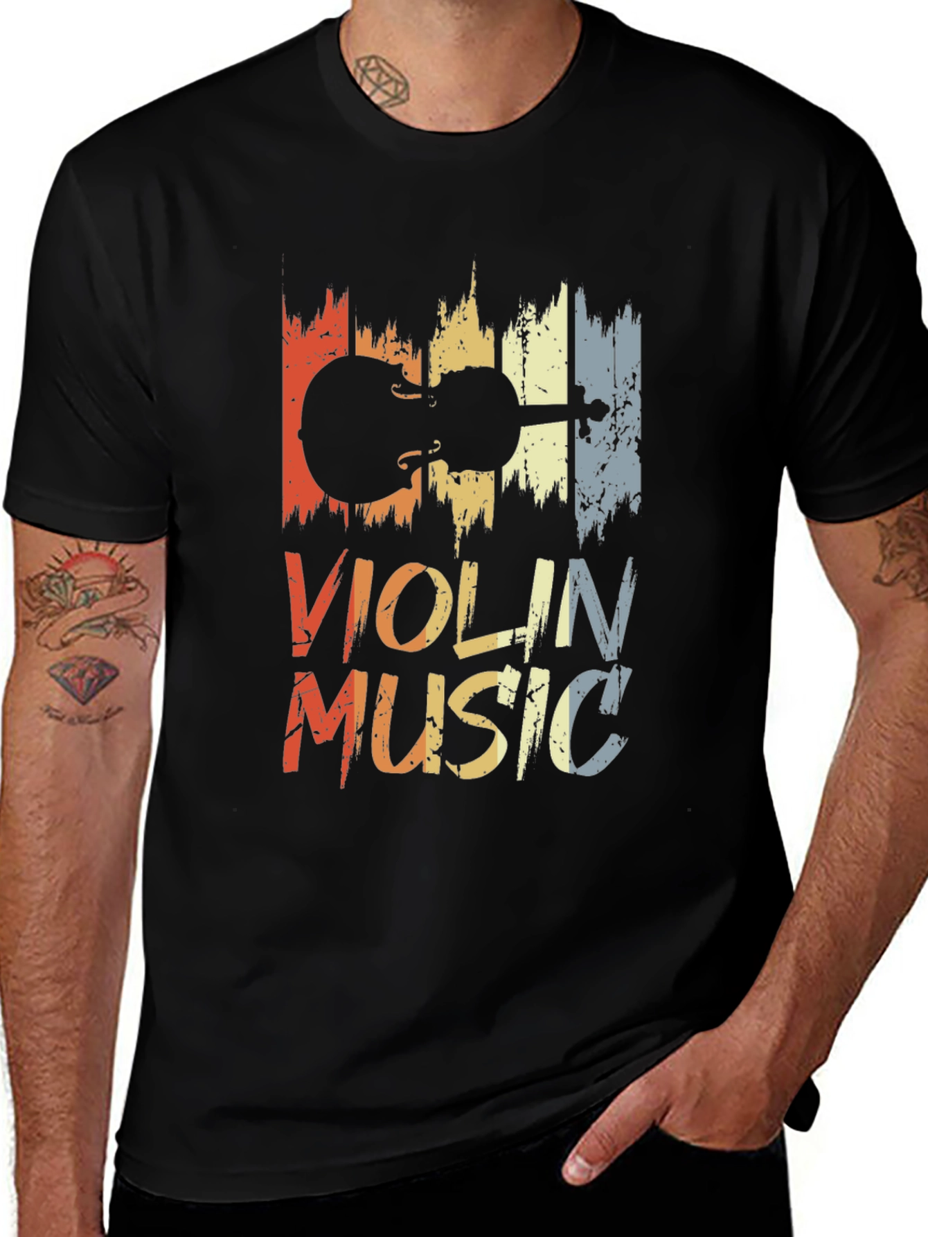 Variant 14 of Violin Music Graphic Tee - Retro Style