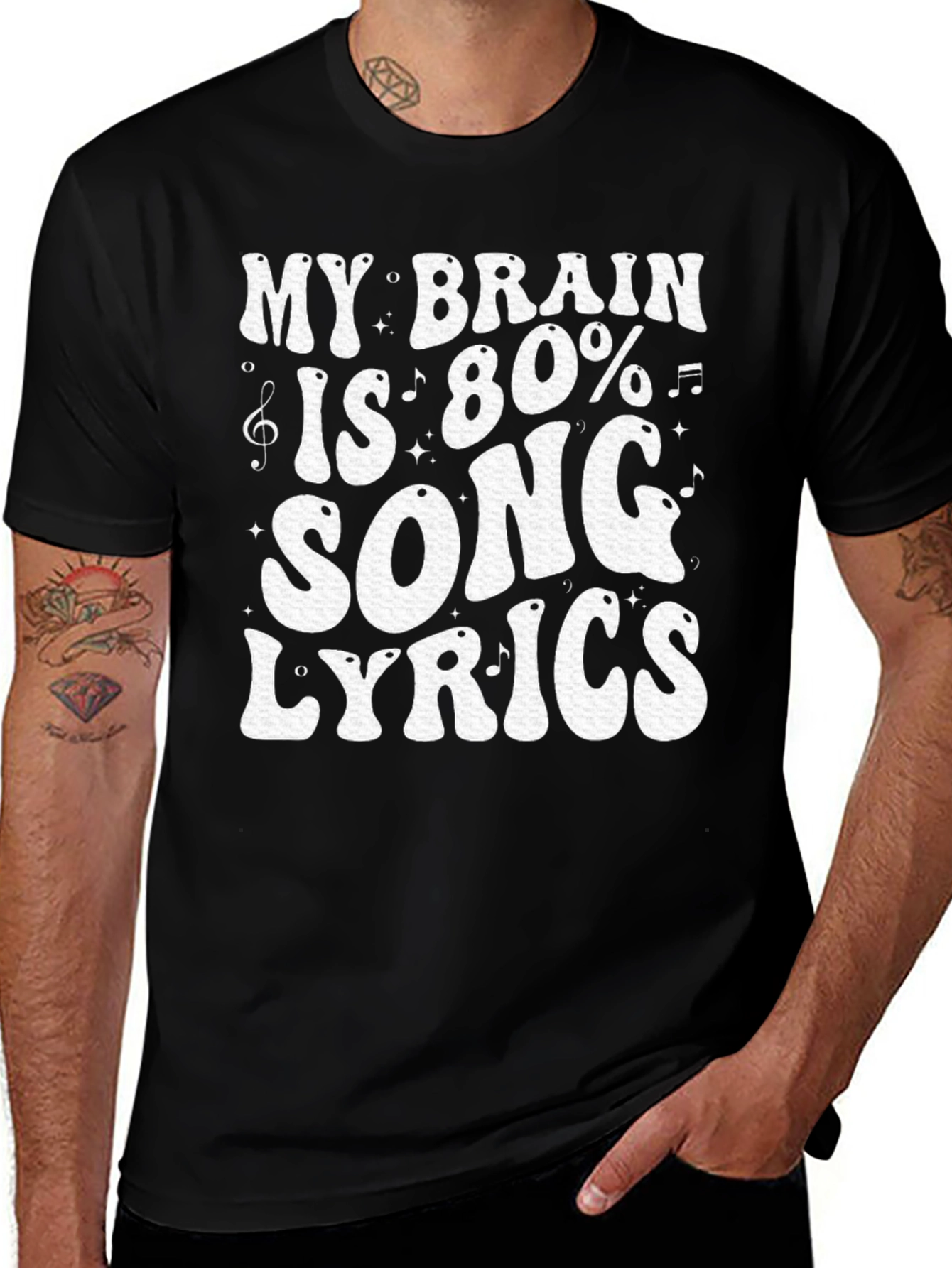 Variant 5 of Song Lyrics T-Shirt: My Brain is 80% Music