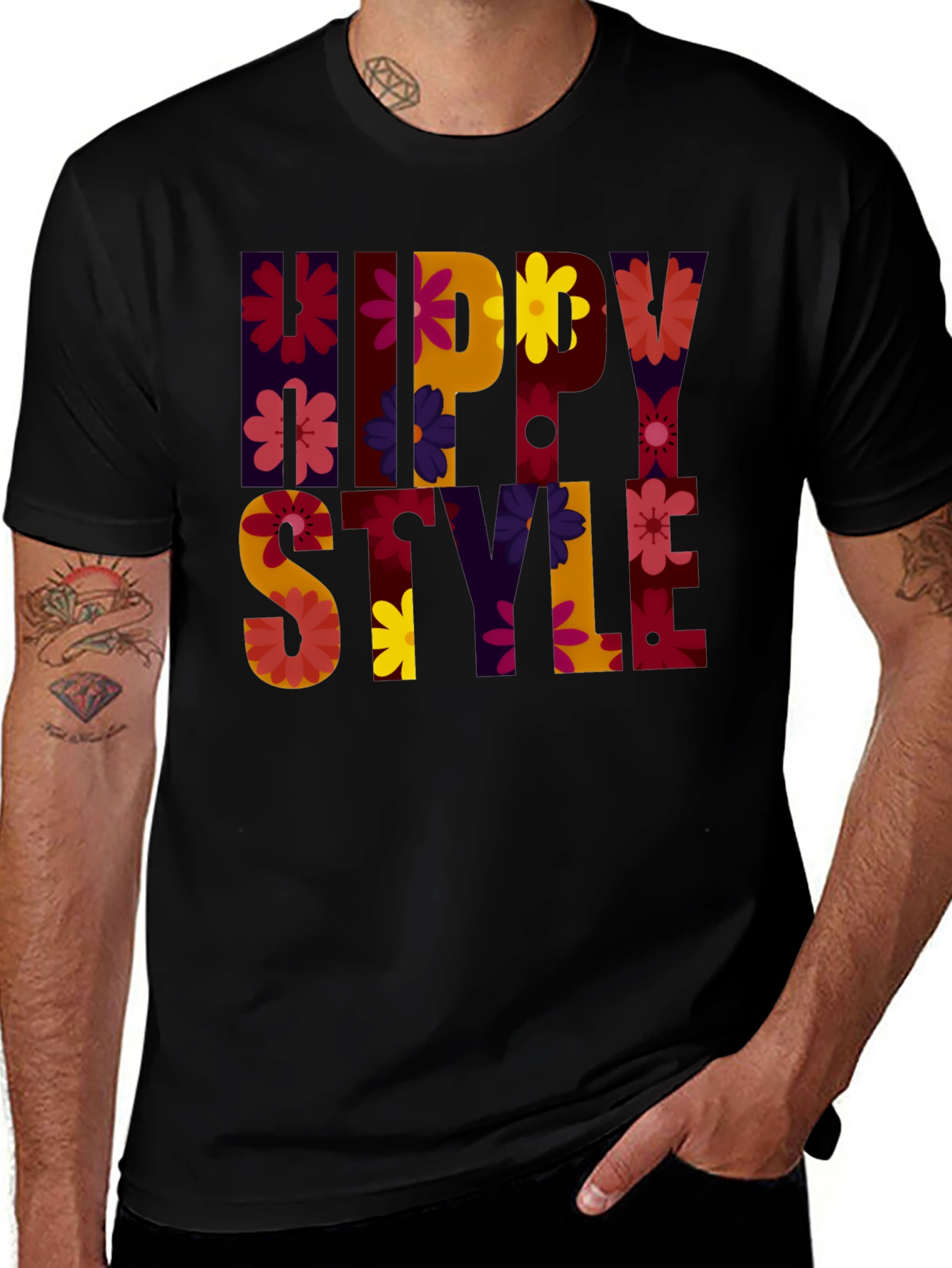 Variant 8 of Hippy Style Graphic Tee - Floral Design